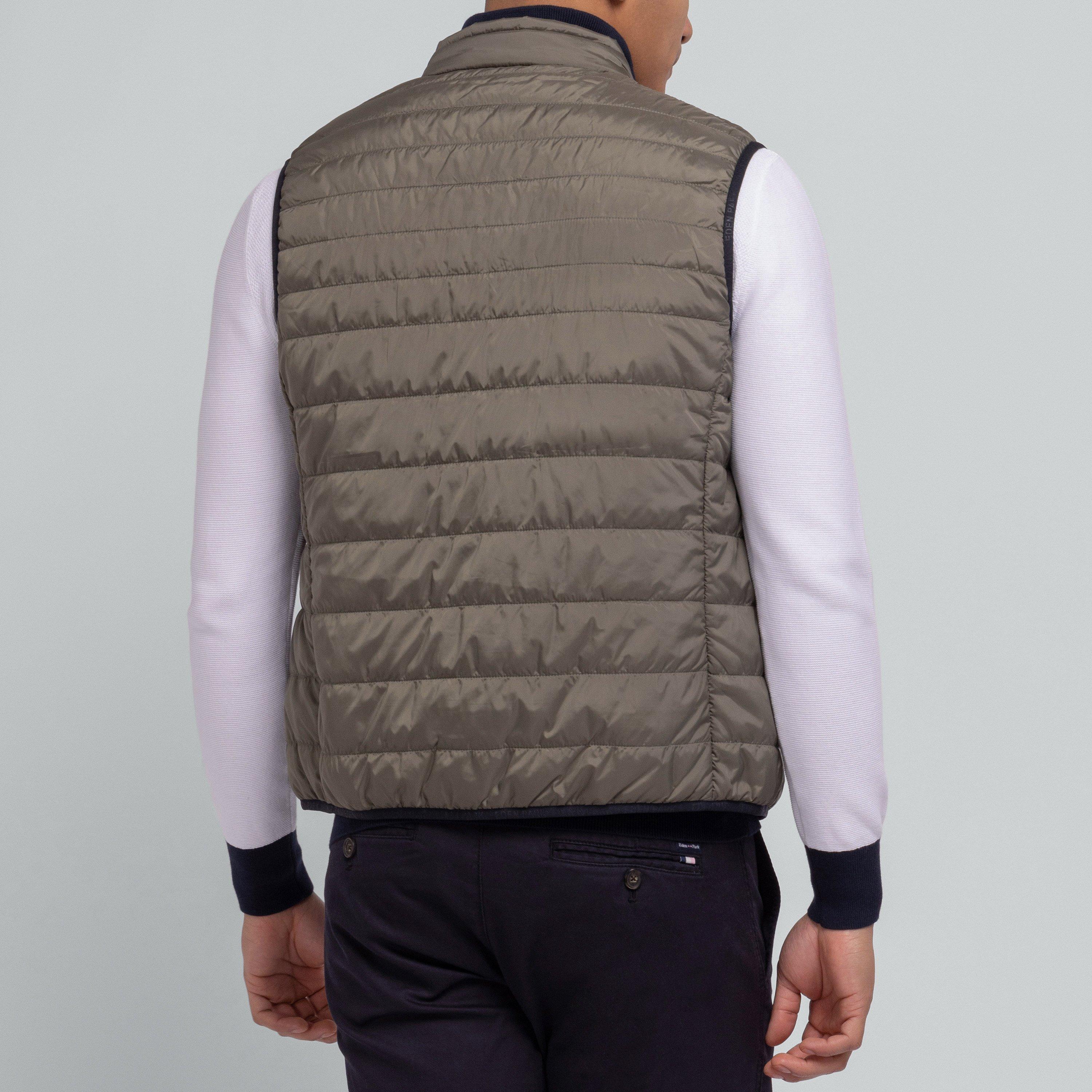 Kam11 - Eden Park - Men's Khaki Sleeveless Waterproof Puffa Jacket - 4