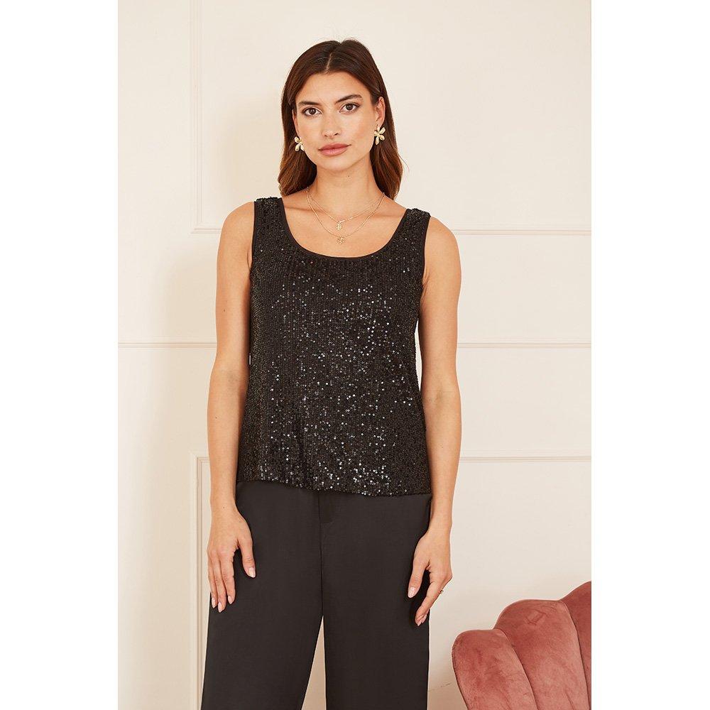 Yumi Women's Sequin Vest Black - 8