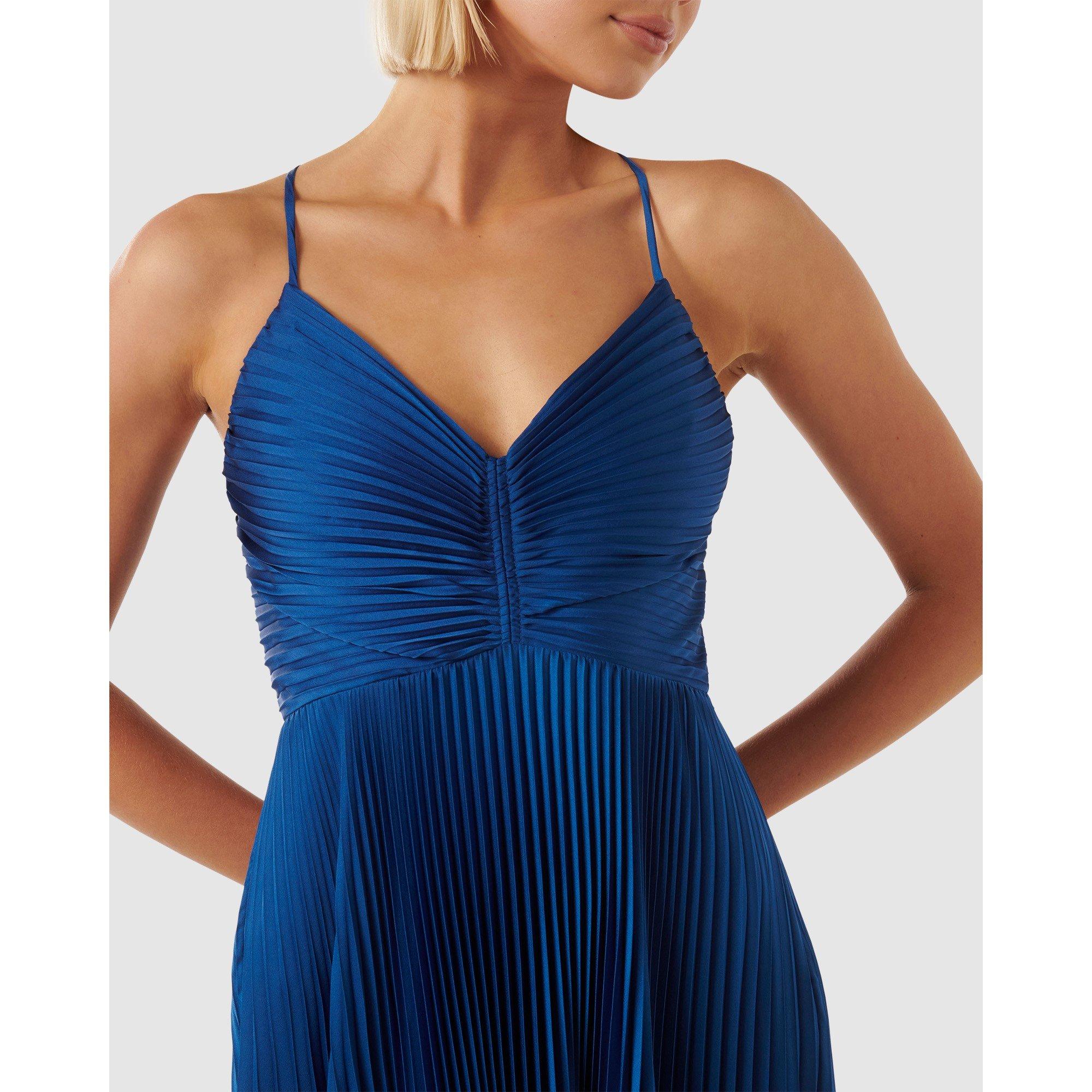 Sapphire Blue - Forever New - Geri Tie Back Pleated Maxi Dress - 2