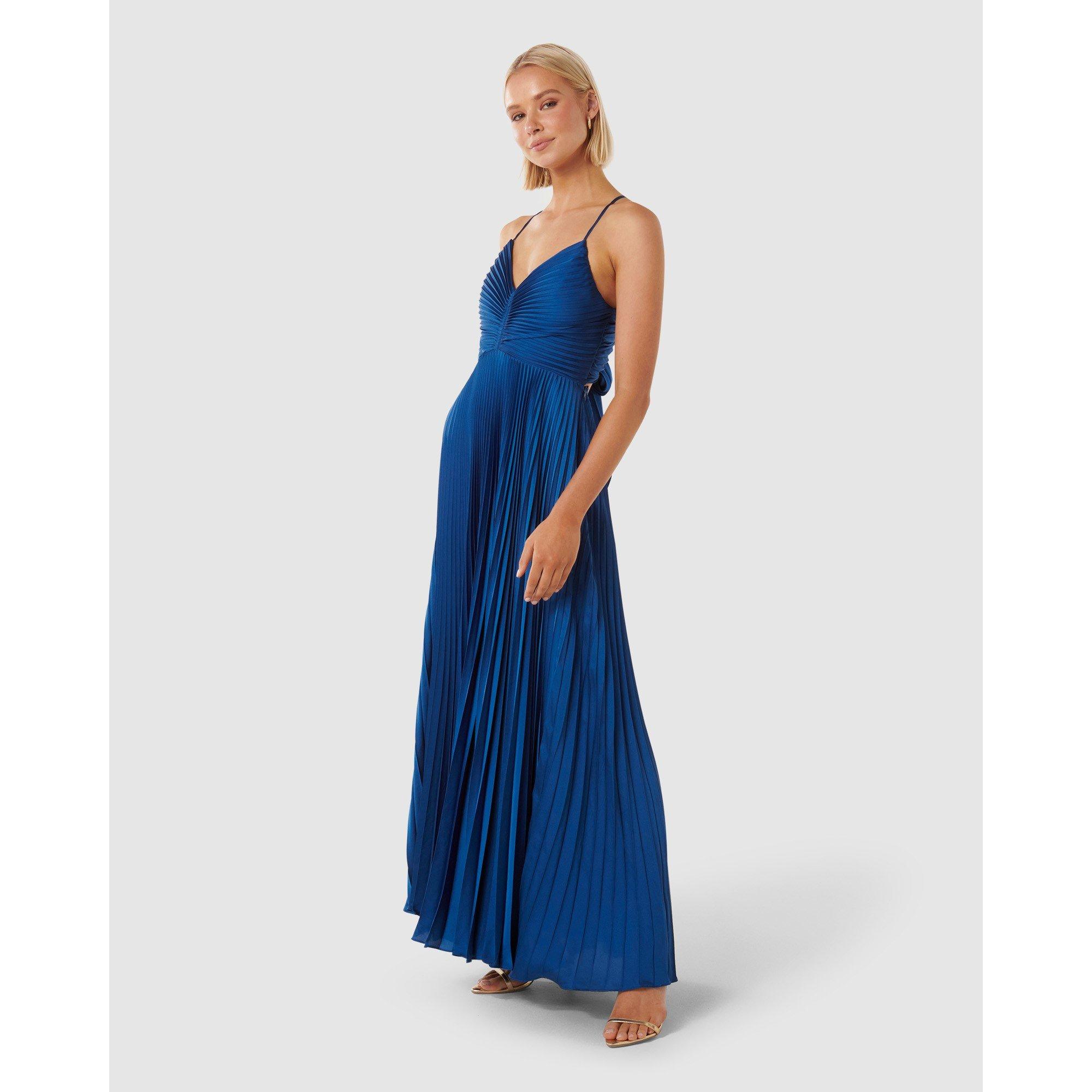 Sapphire Blue - Forever New - Geri Tie Back Pleated Maxi Dress - 3