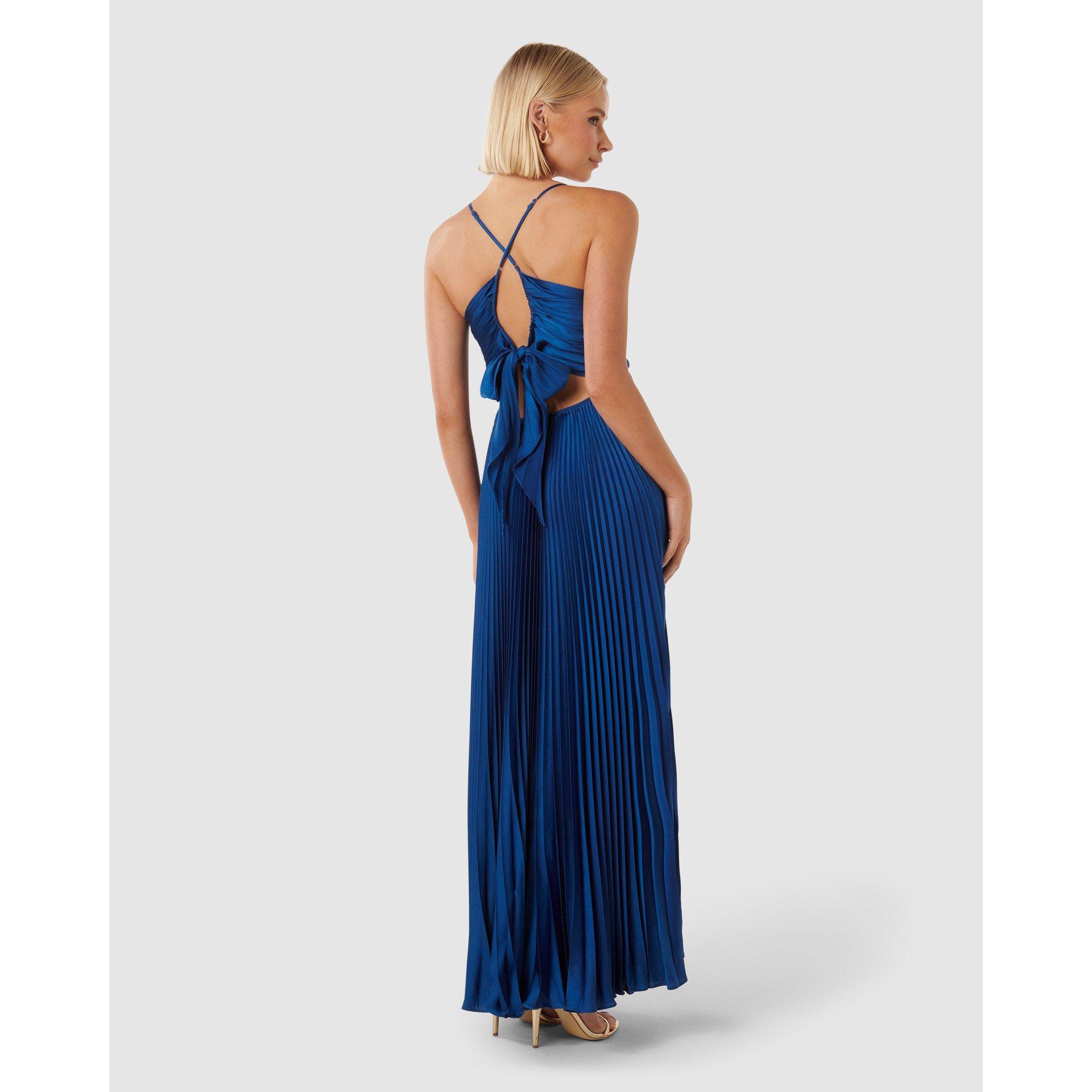 Sapphire Blue - Forever New - Geri Tie Back Pleated Maxi Dress - 4