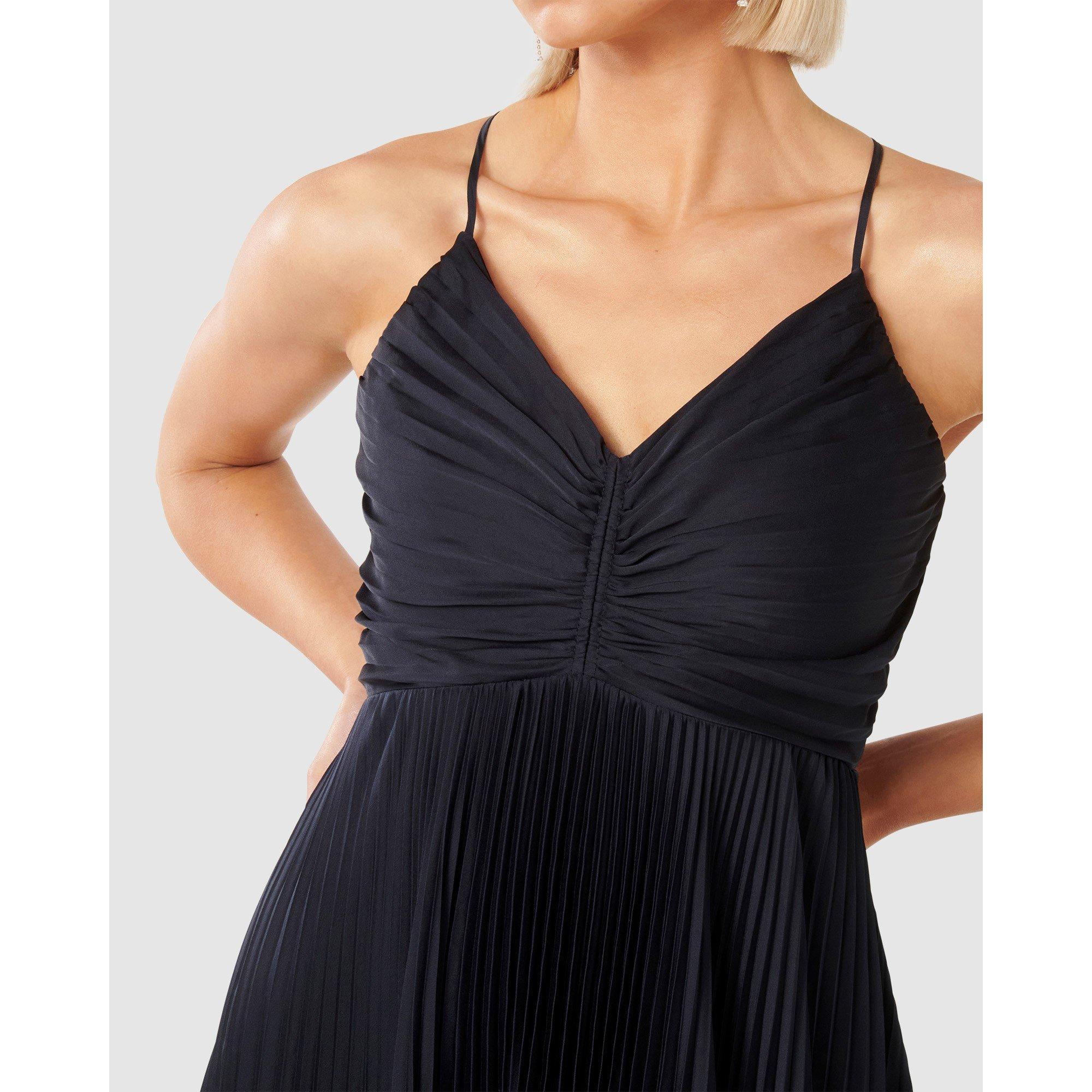 Navy - Forever New - Geri Tie Back Pleated Maxi Dress - 2