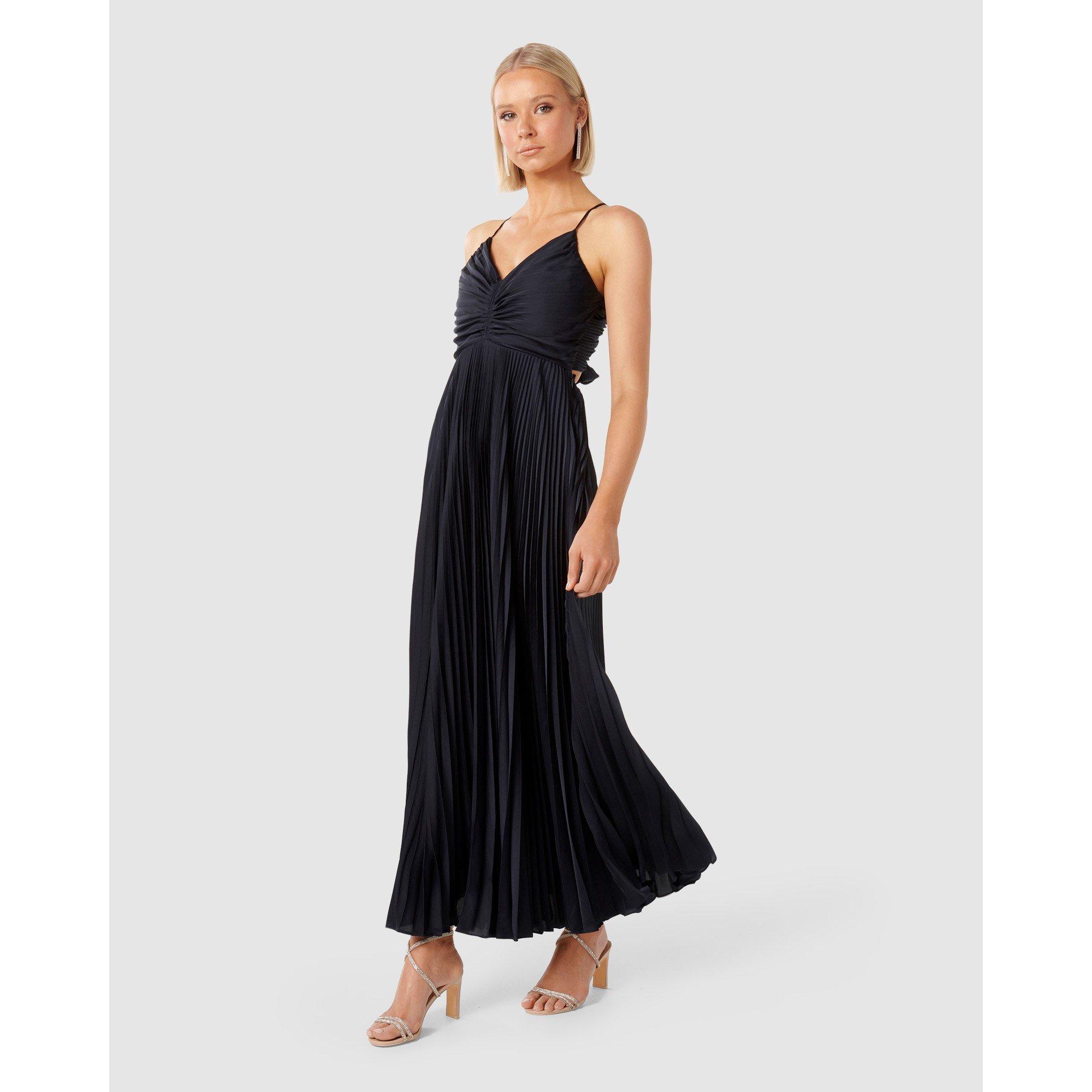 Navy - Forever New - Geri Tie Back Pleated Maxi Dress - 3