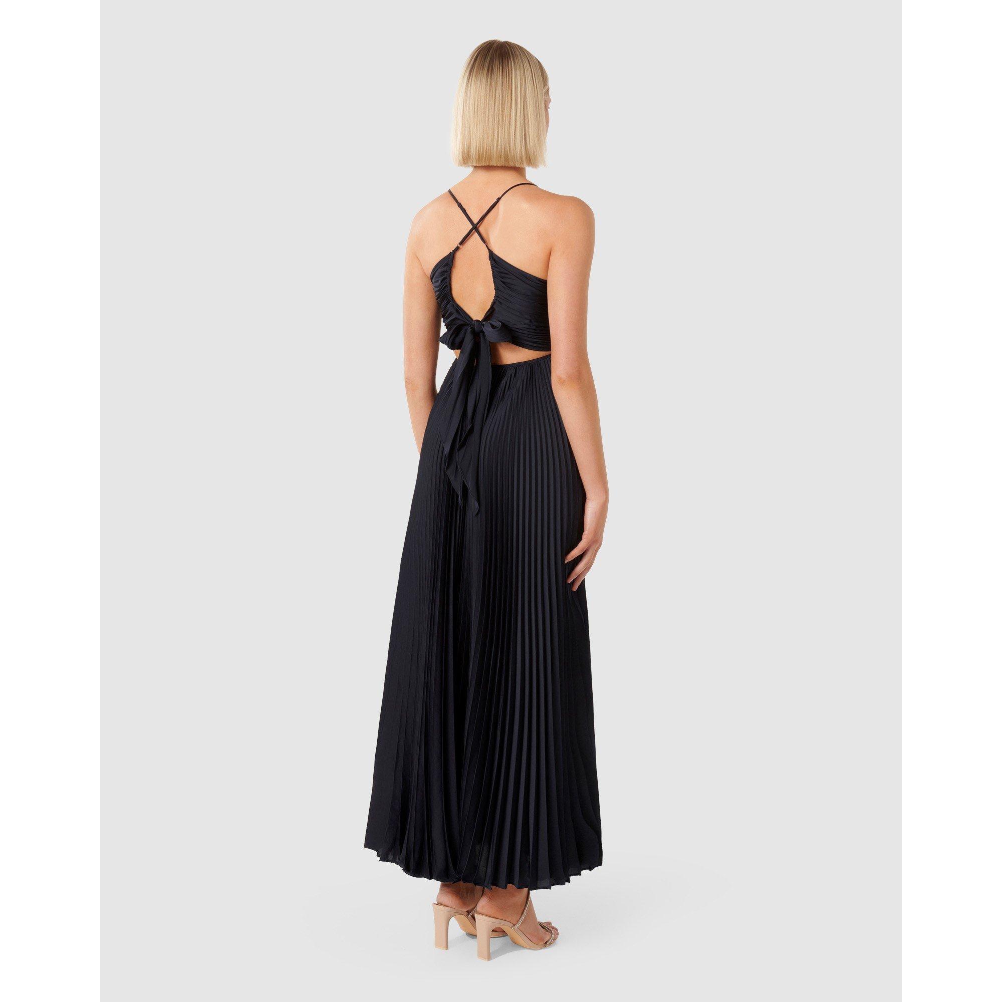 Navy - Forever New - Geri Tie Back Pleated Maxi Dress - 4