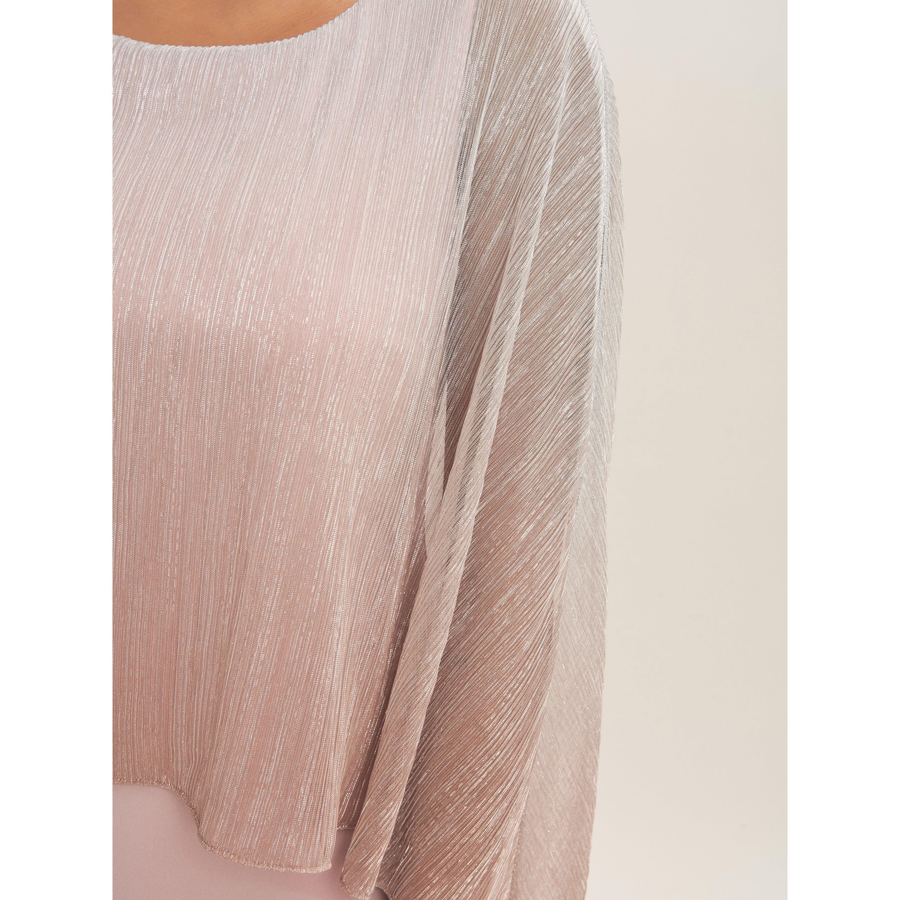 Rose Pink - Gina Bacconi - Shyla Foil Cape Chiffon Cocktail Dress - 5