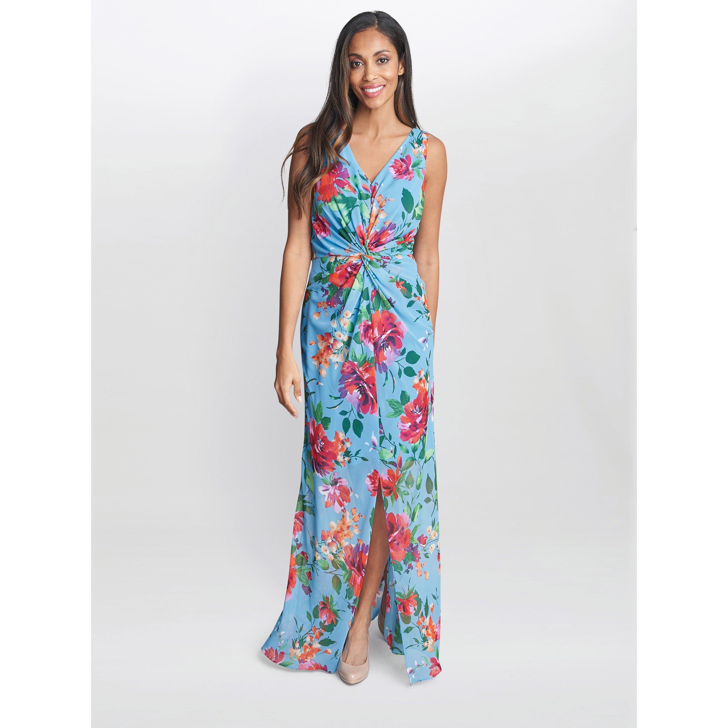 Gina Bacconi Women's Jennifer Printed Maxi Dress - Aqua - 20