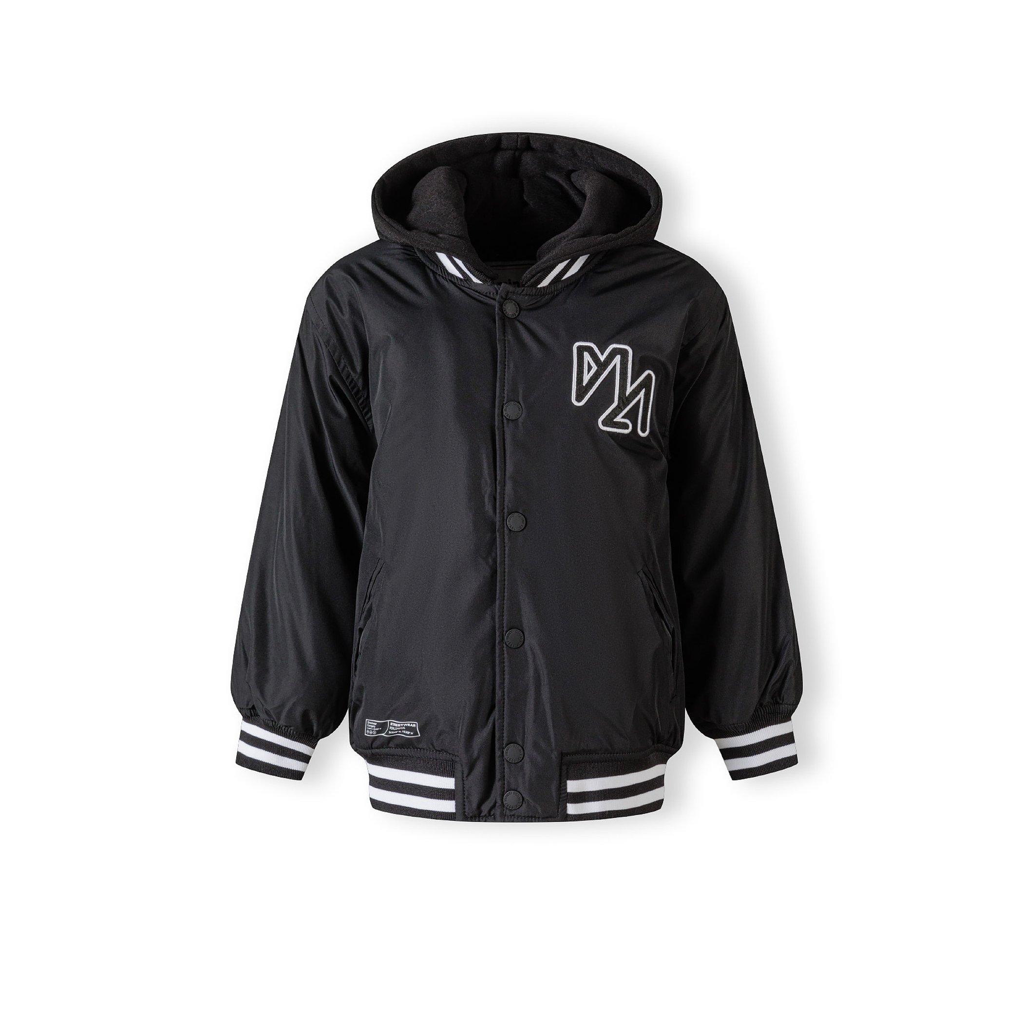 Black - Minoti - Boys baseball style jacket detachable hood black - 1