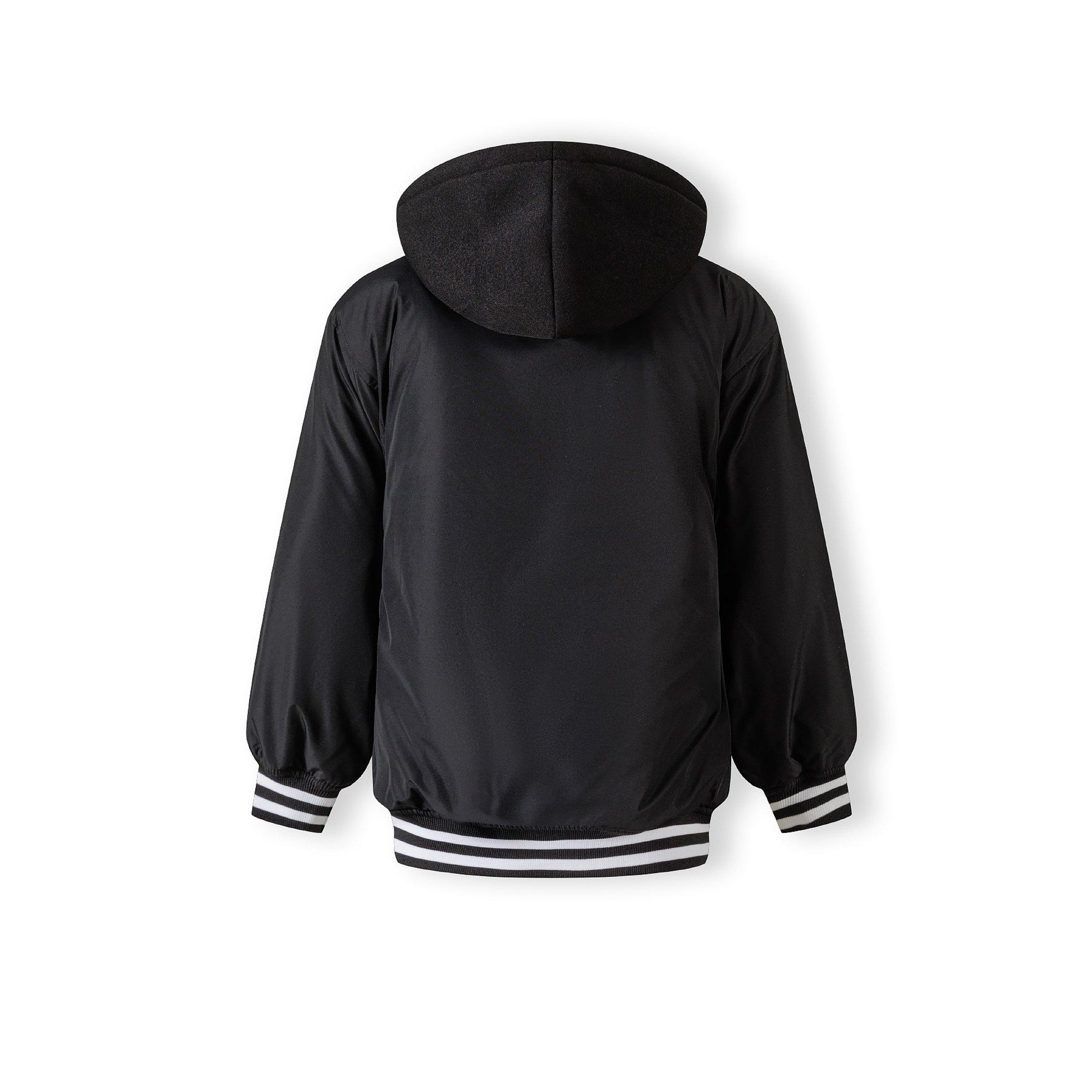 Black - Minoti - Boys baseball style jacket detachable hood black - 3