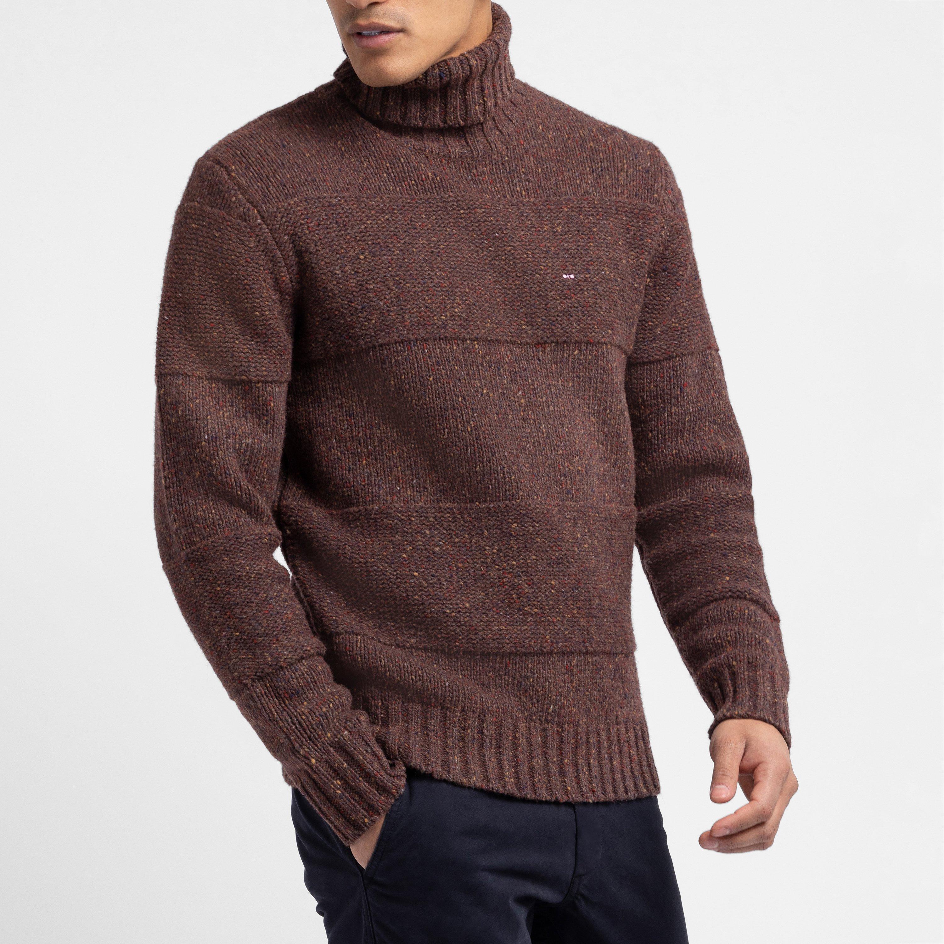 Mam19 - Eden Park - Brown mouliné combination knit jumper - 2