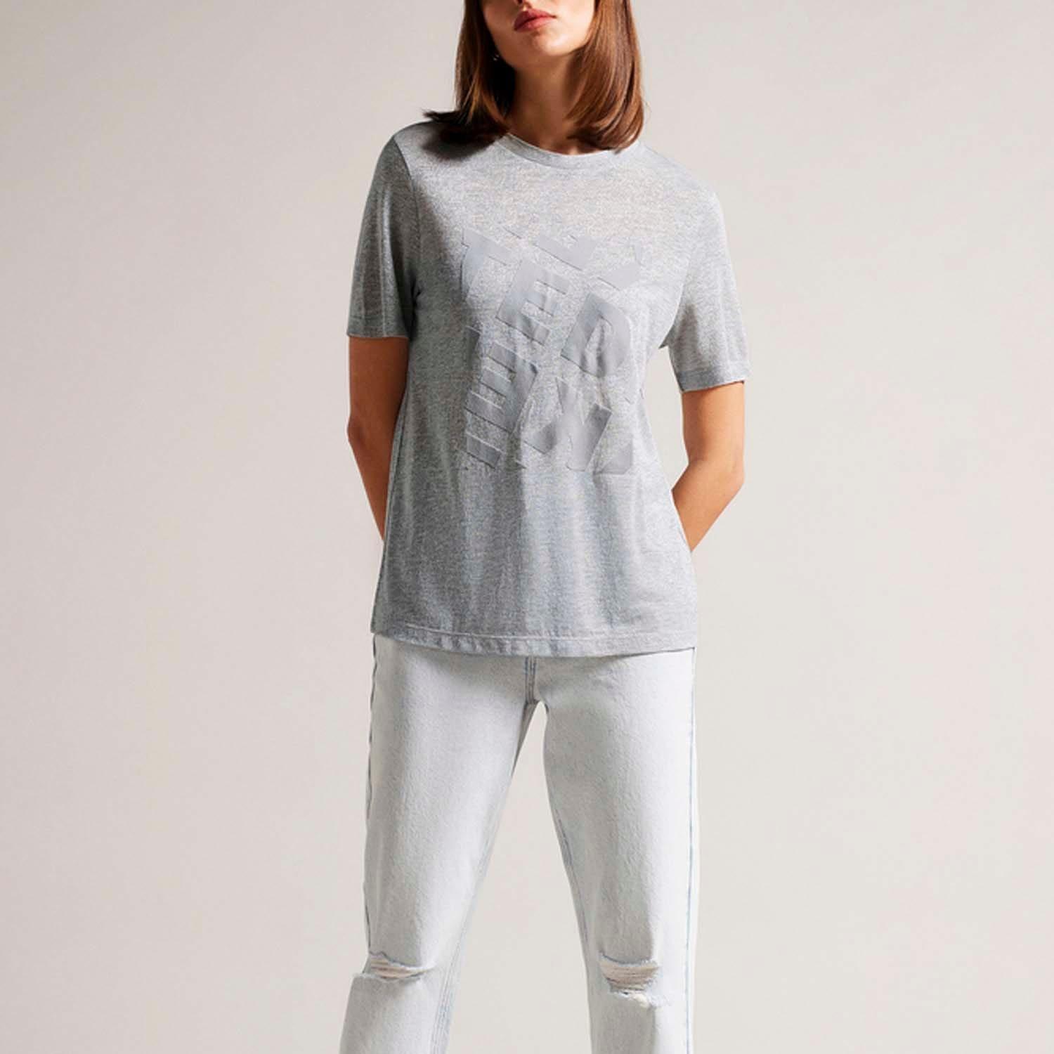 Grey - Ted Baker - Tedin Graphic T-Shirt - 4