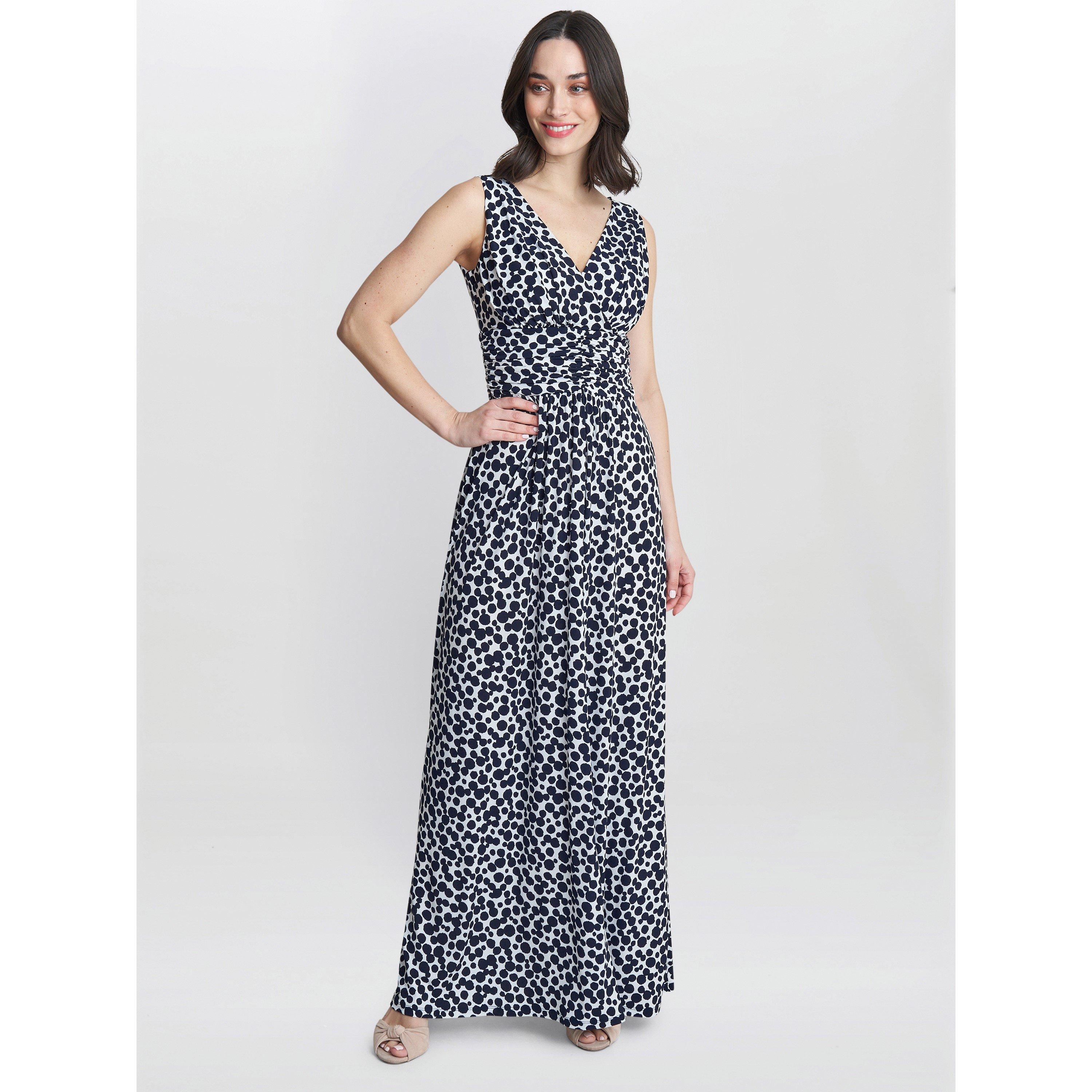 Navy / White - Gina Bacconi - Hazel Jersey Maxi Dress - 3