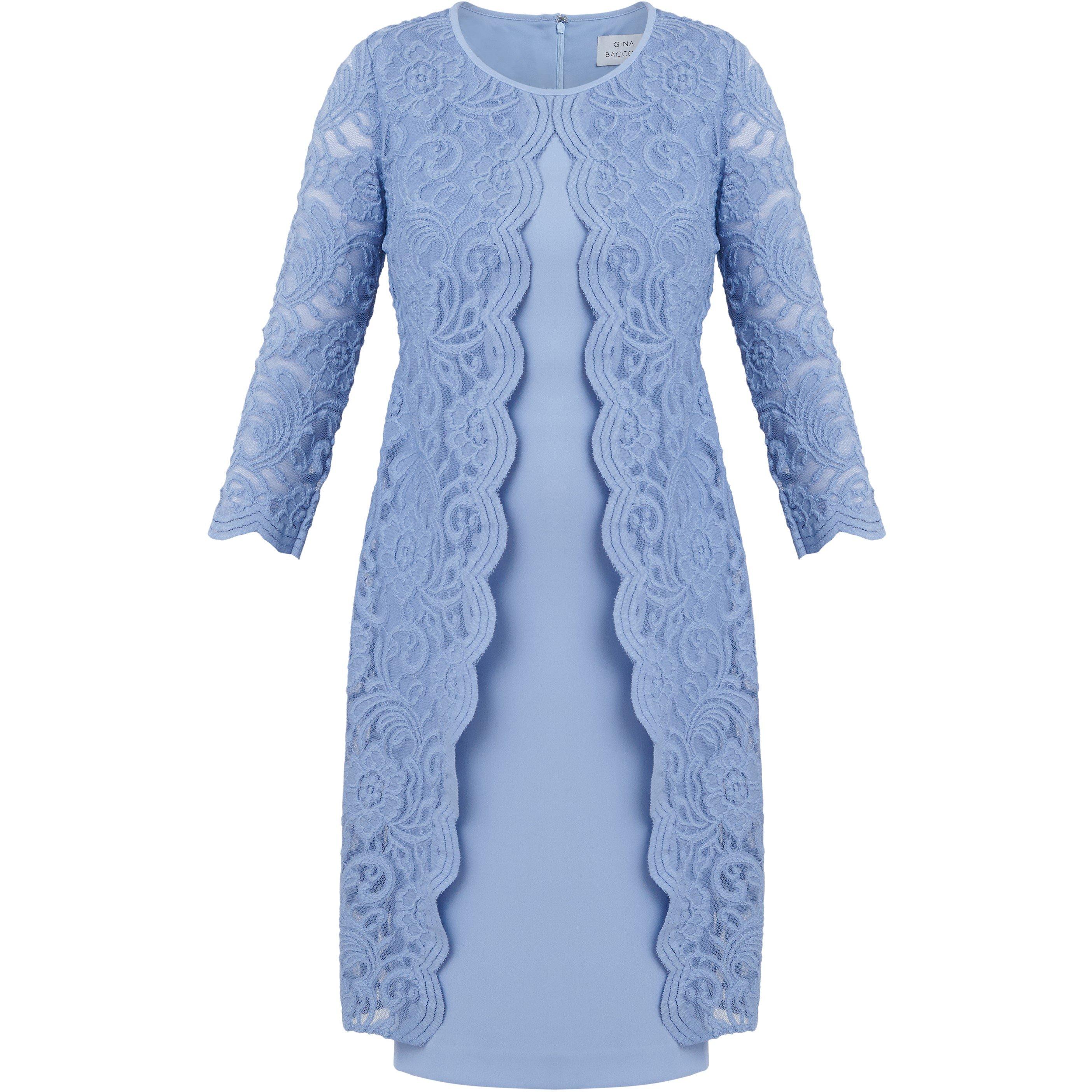 Gina Bacconi Clarabelle Mock Lace Jacket Crepe Dress | FRASERS