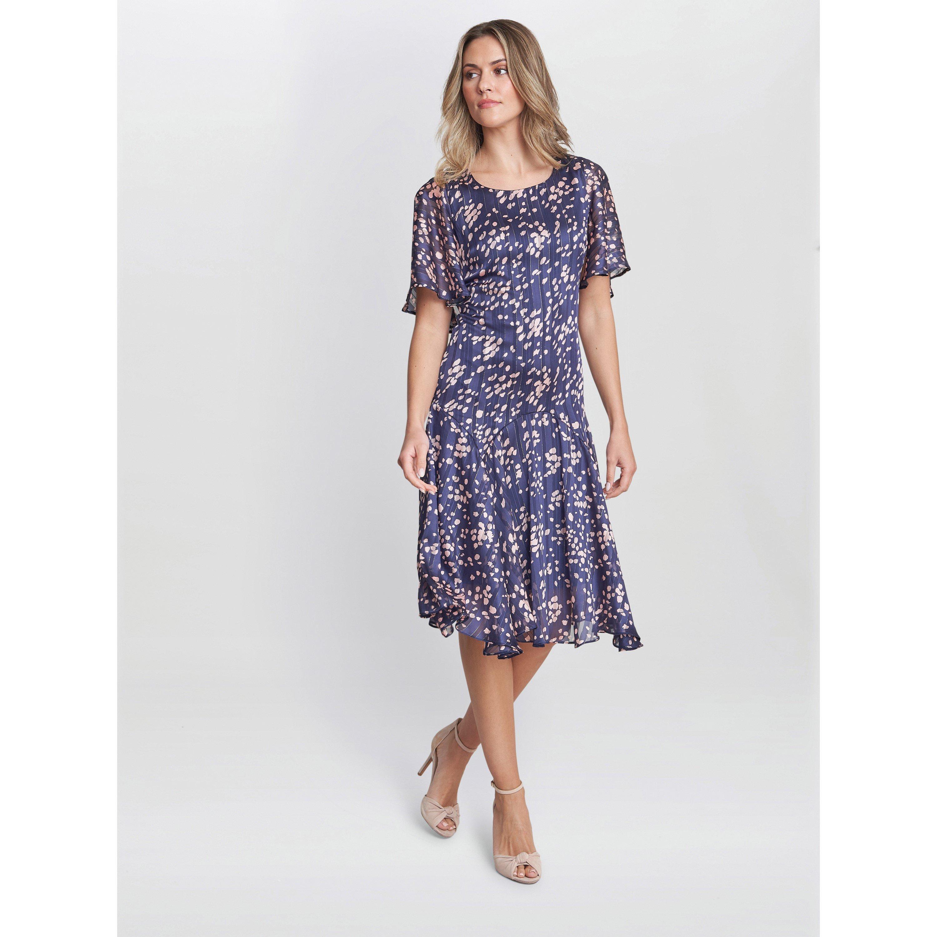 Gina Bacconi Women's Annette Chiffon Dress - Navy / Pink - 14