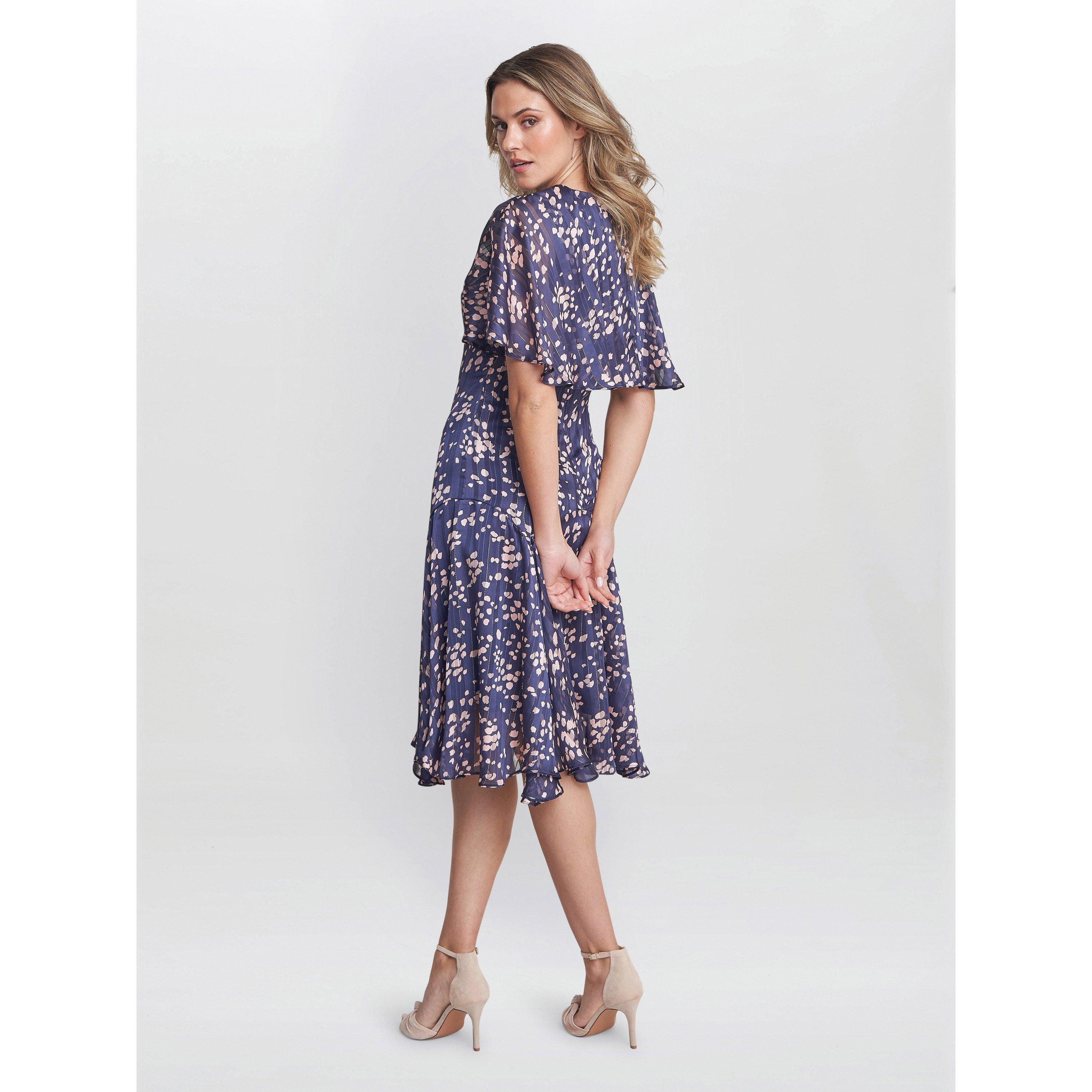 Navy / Pink - Gina Bacconi - Annette Chiffon Dress - 2