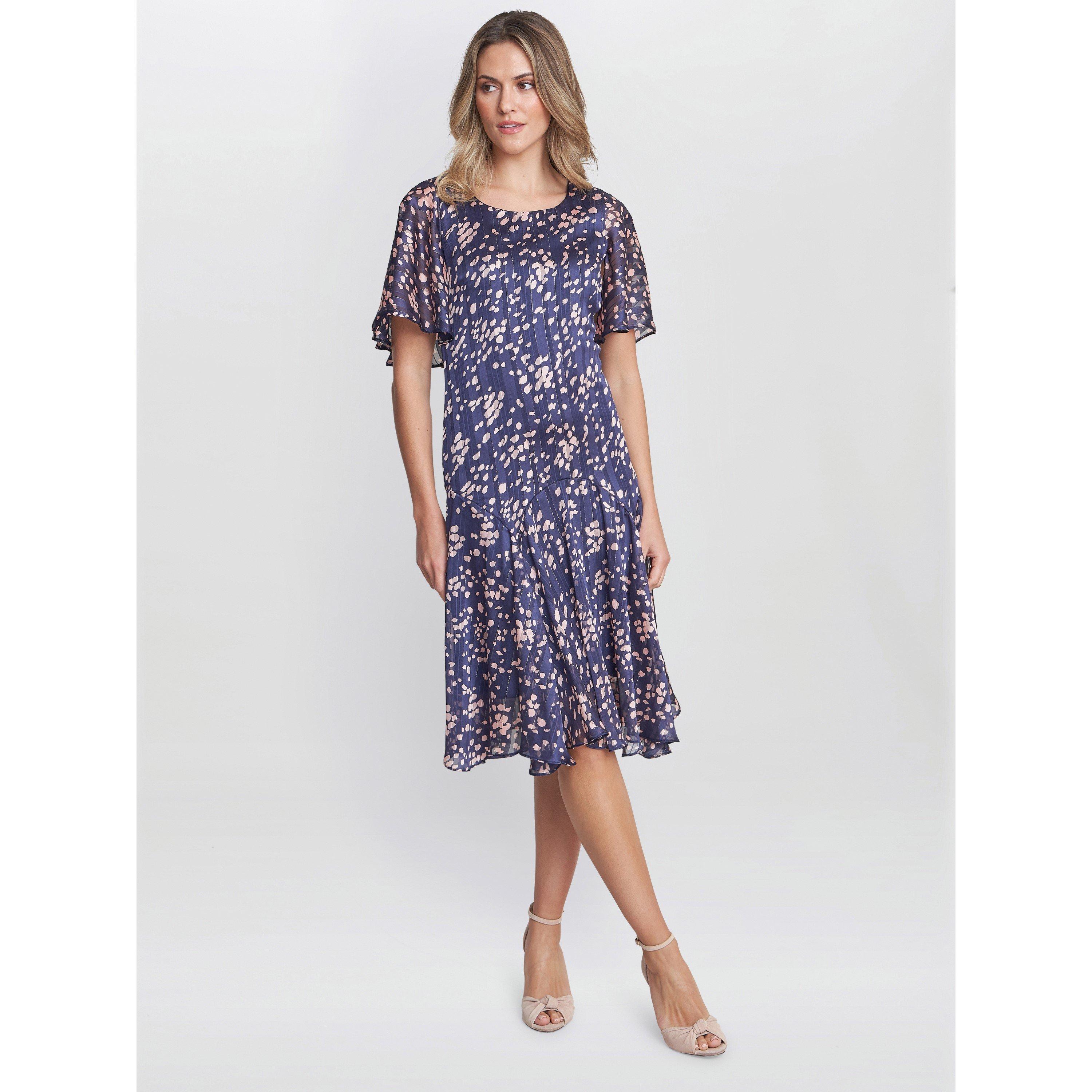 Navy / Pink - Gina Bacconi - Annette Chiffon Dress - 3