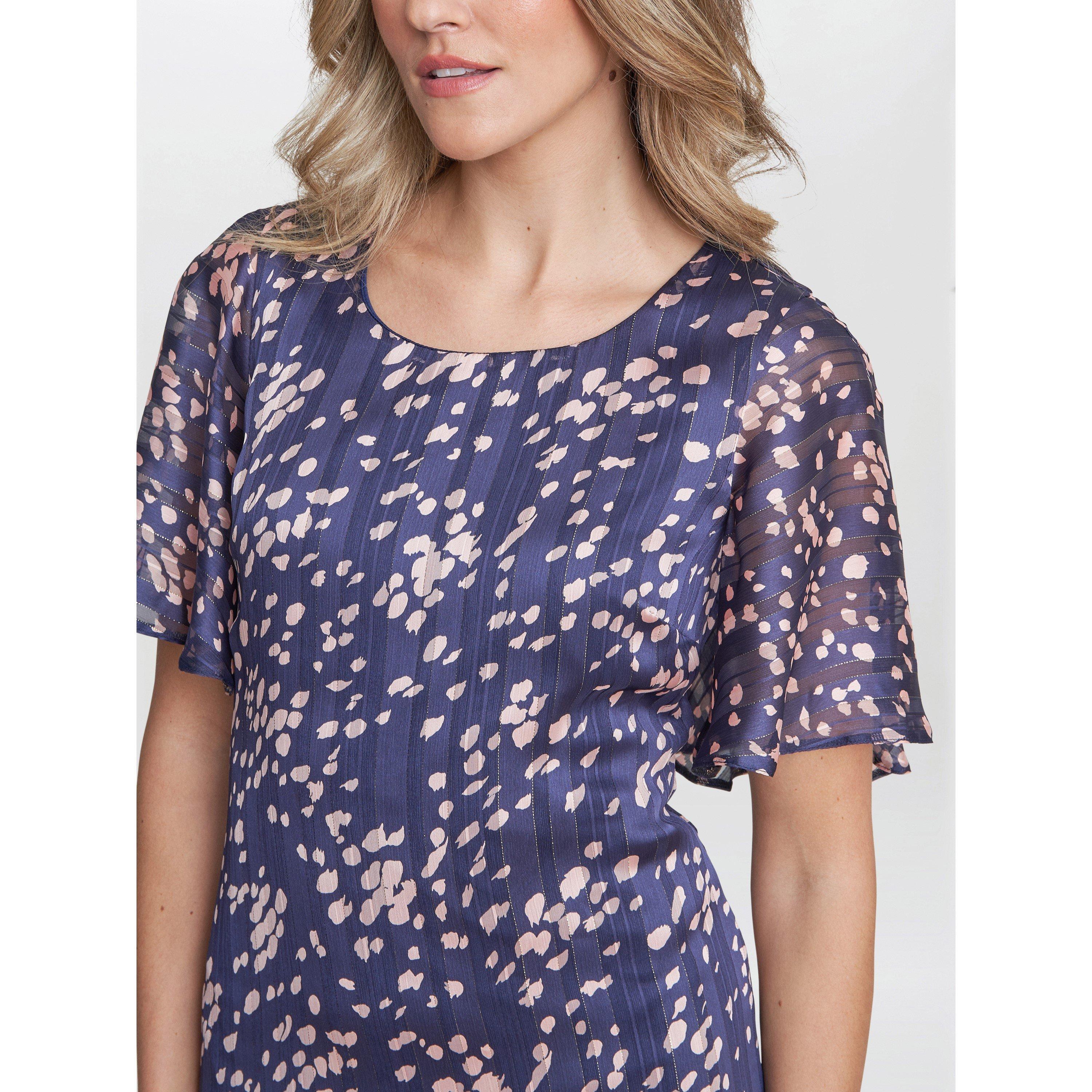 Navy / Pink - Gina Bacconi - Annette Chiffon Dress - 5