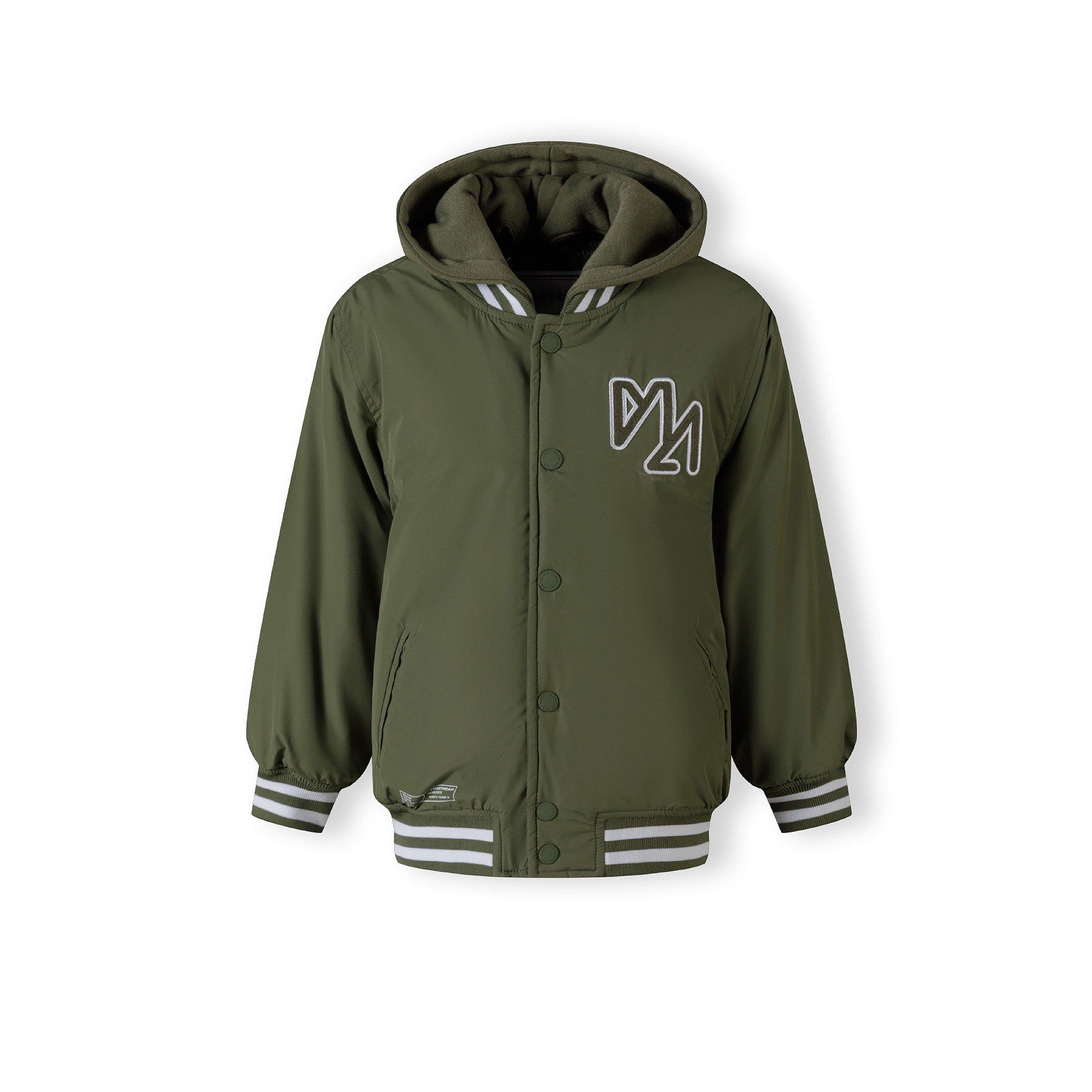 Khaki - Minoti - Boys baseball jacket detachable hood embroidery khaki - 1
