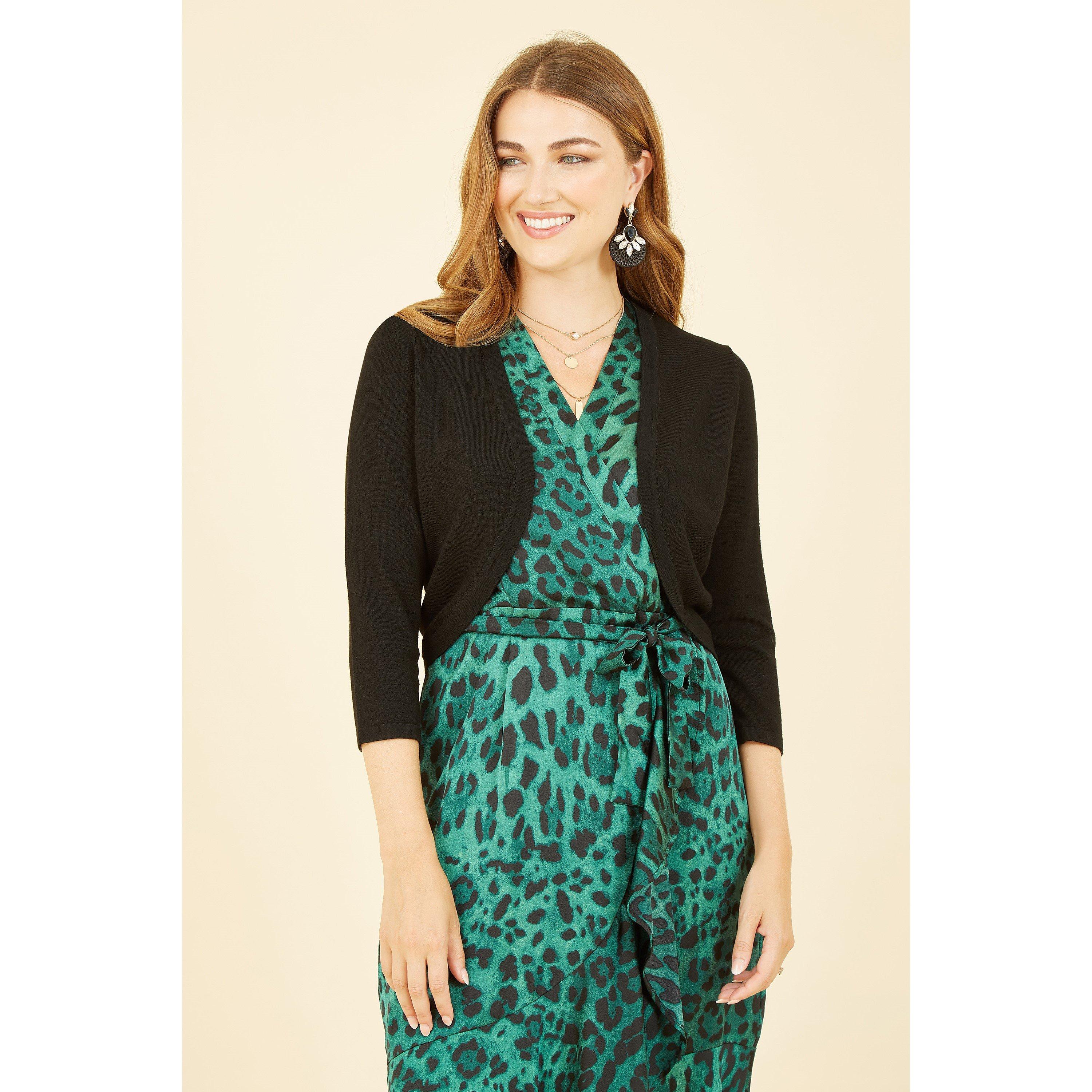 Black - Yumi - Black Knitted Curve Bolero - 1