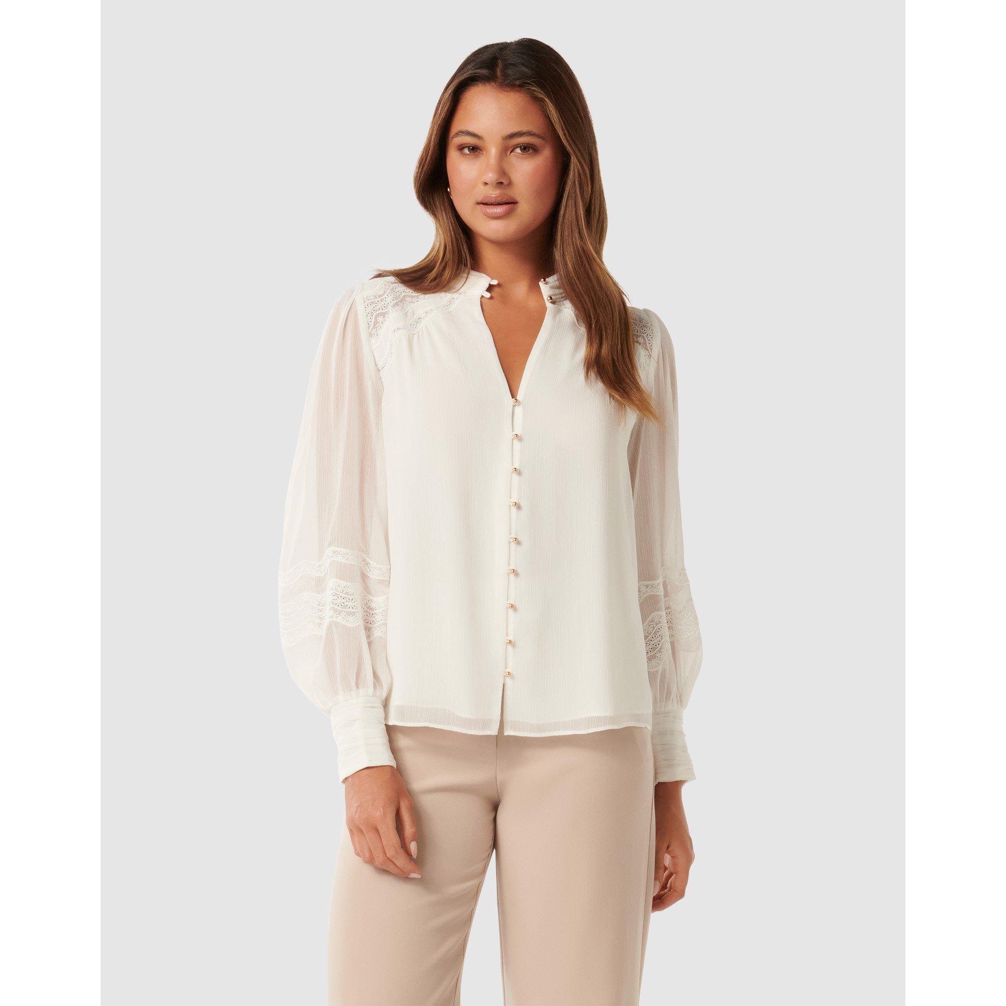 Porcelain - Forever New - Wendy Wave Trim Blouse - 3