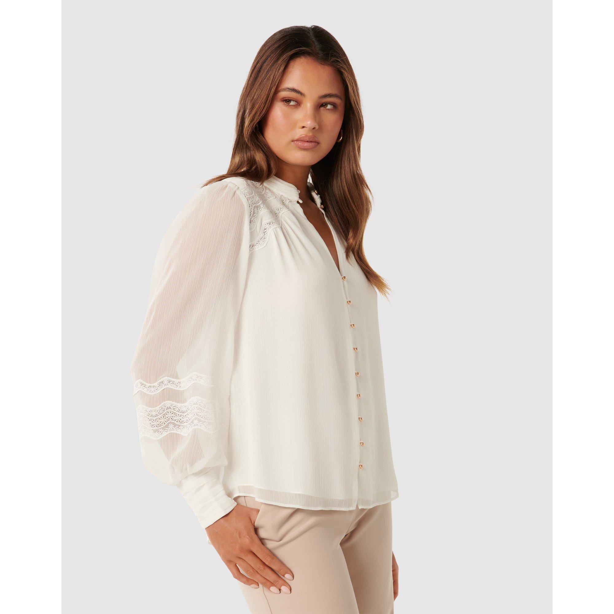 Porcelain - Forever New - Wendy Wave Trim Blouse - 5