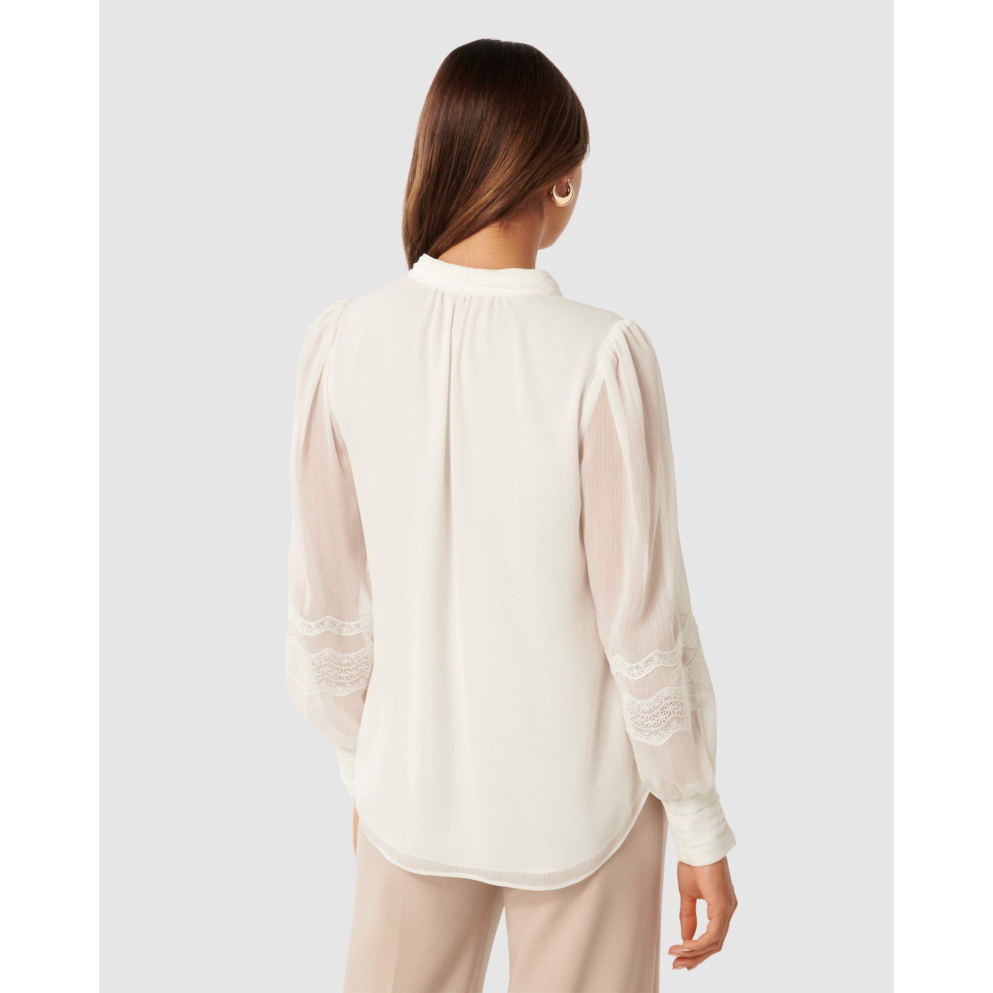 Porcelain - Forever New - Wendy Wave Trim Blouse - 6