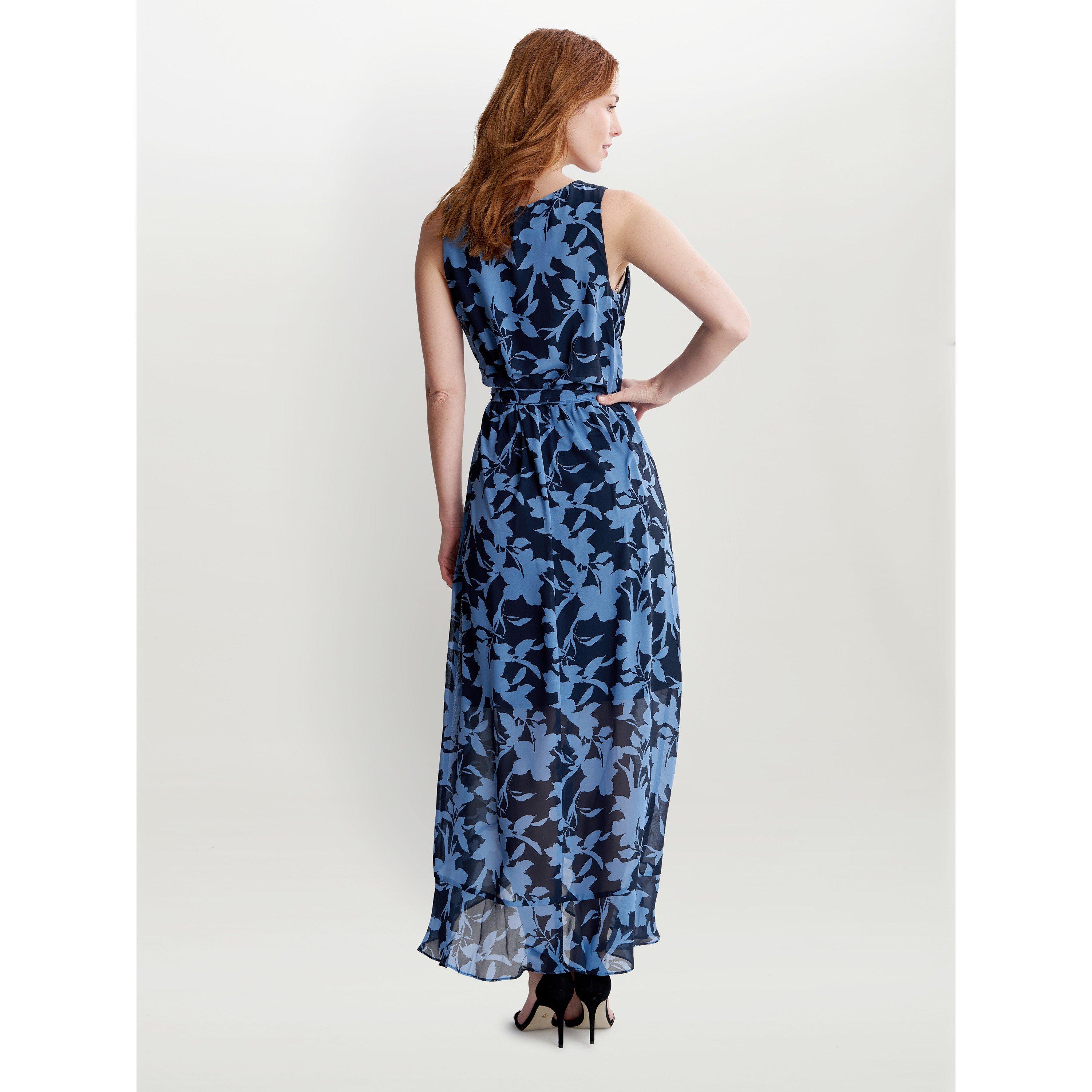 Navy Multi - Gina Bacconi - Alaura Long Printed Sleeveless Dress - 2