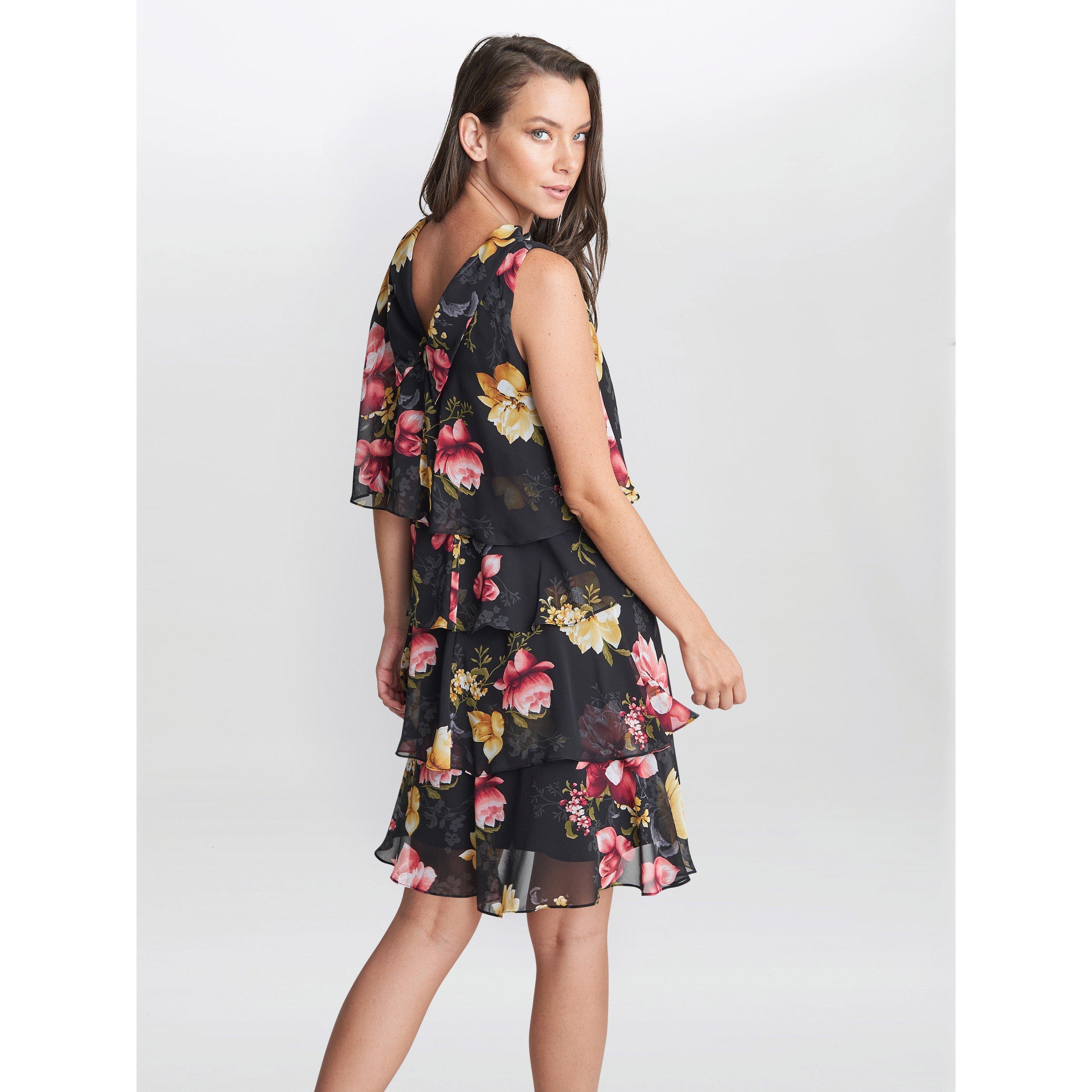 Black / Multi - Gina Bacconi - Candy Print Tiered Dress - 2