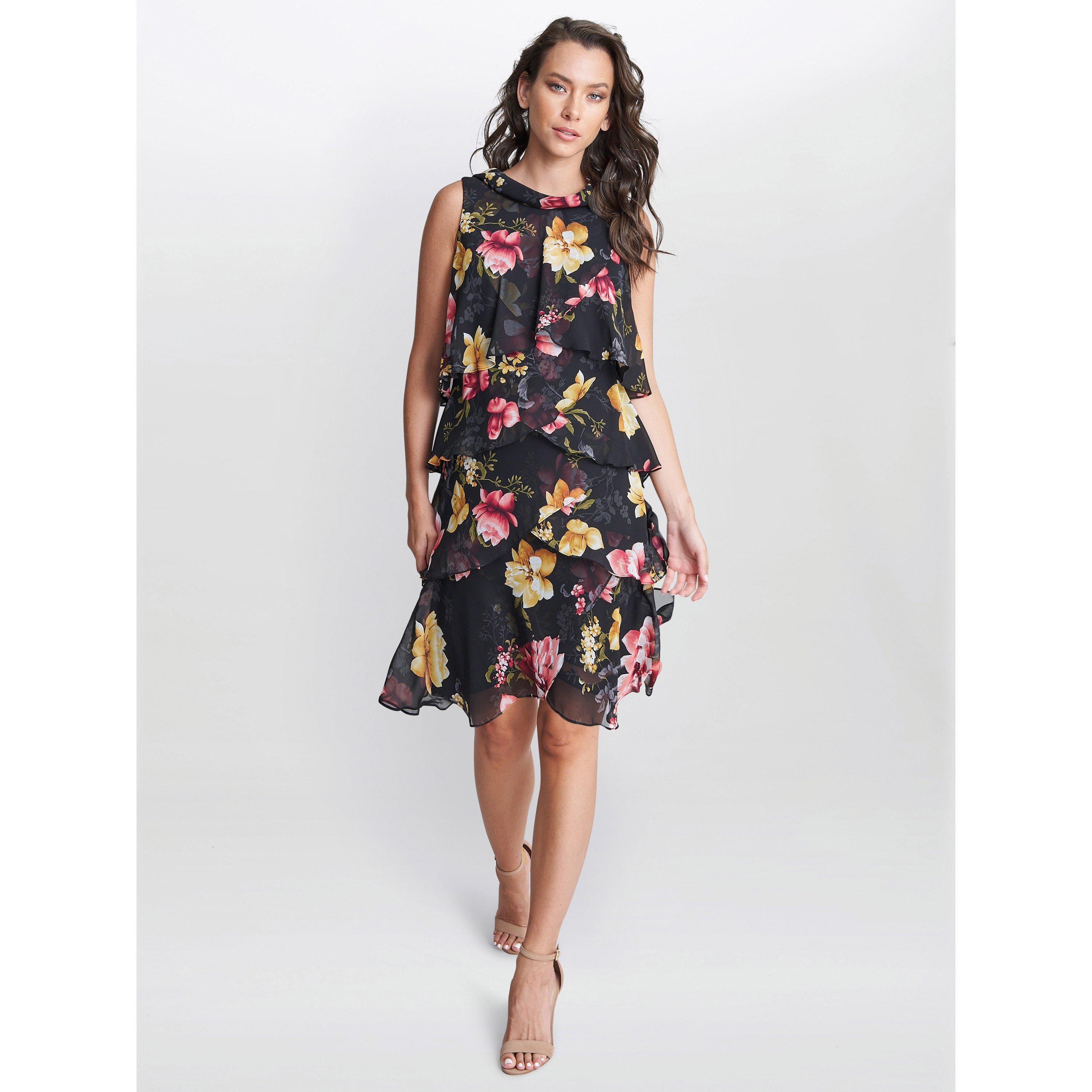 Black / Multi - Gina Bacconi - Candy Print Tiered Dress - 3