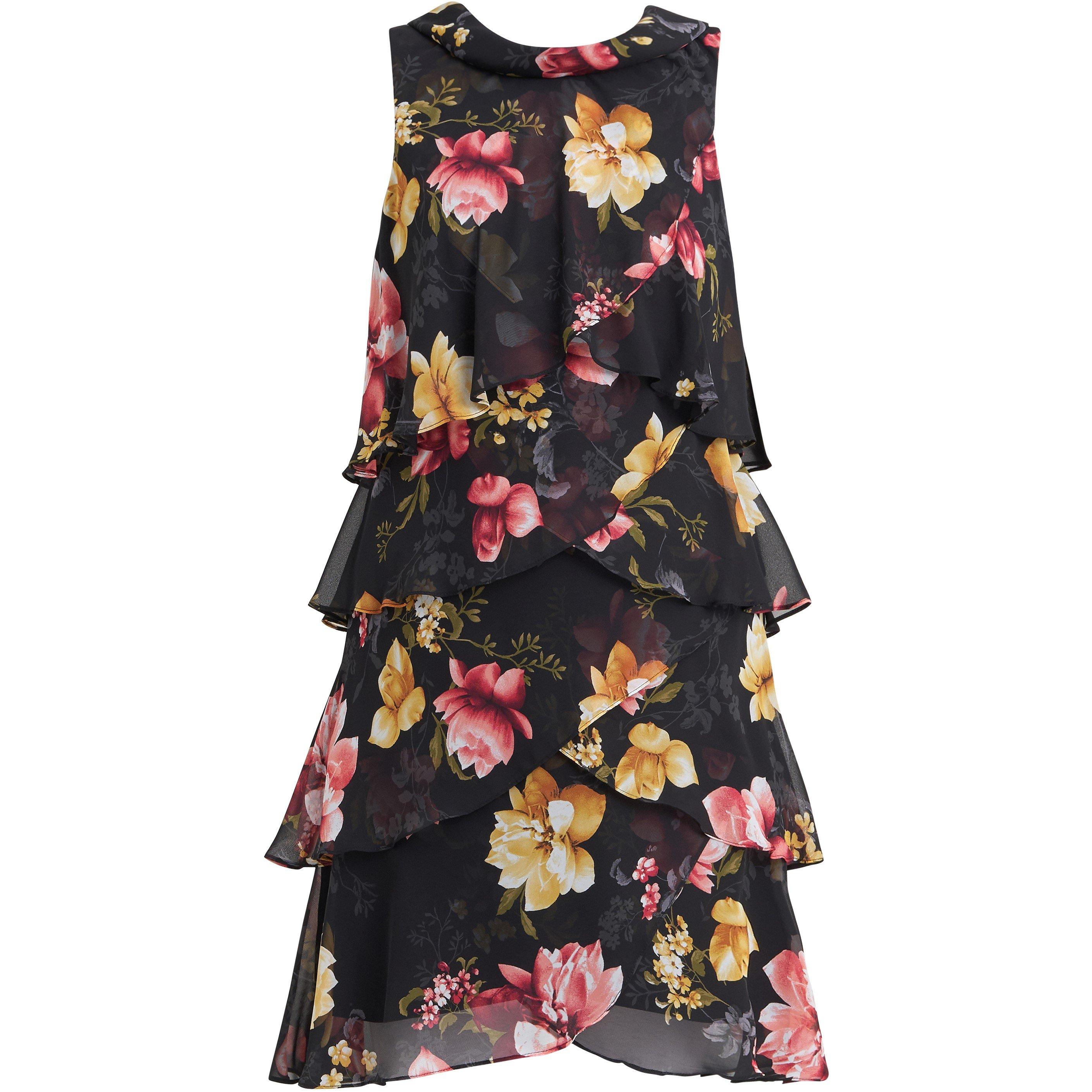 Black / Multi - Gina Bacconi - Candy Print Tiered Dress - 4