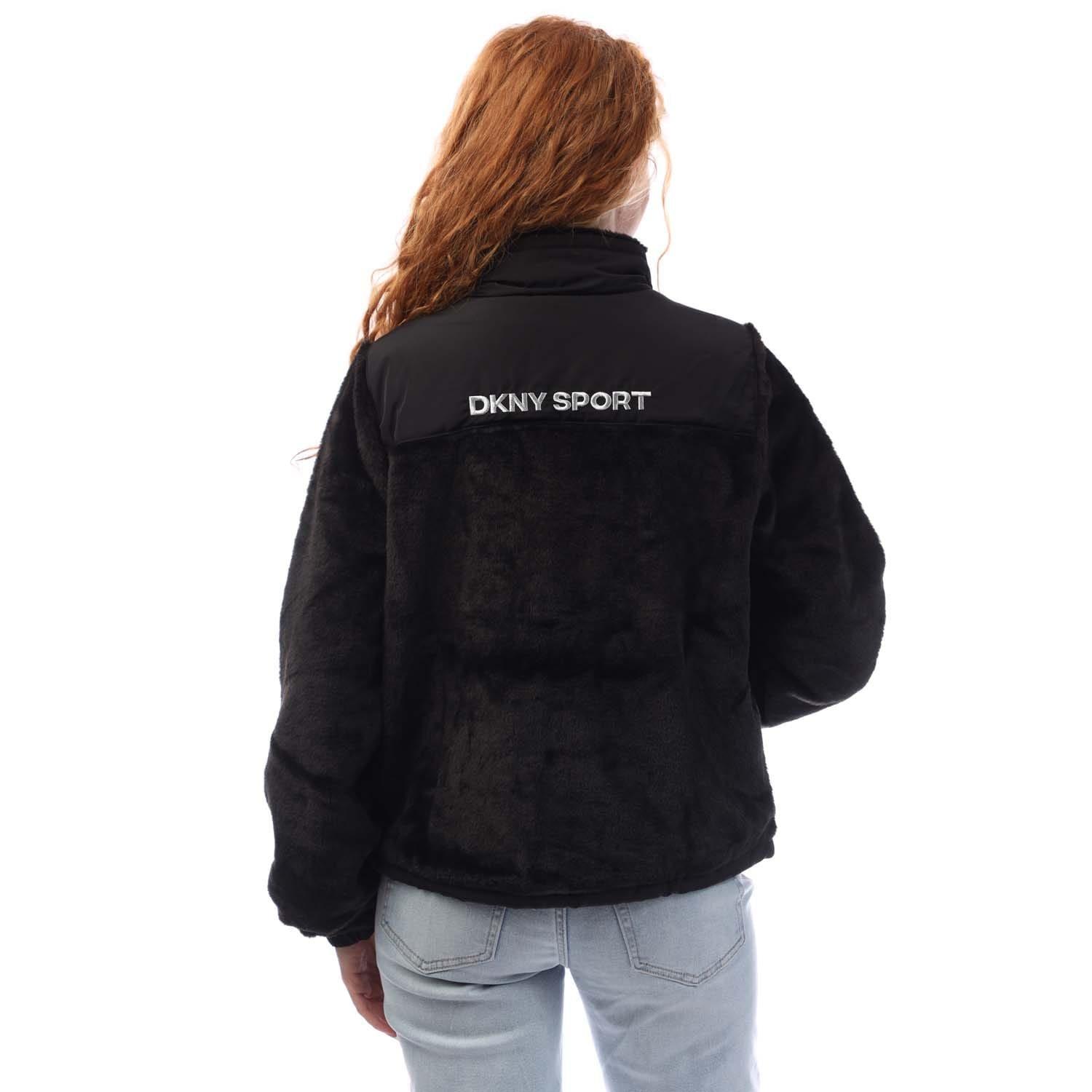 Black Silver - DKNY - Full Zip Teddy Fur Transitional Jacket - 3