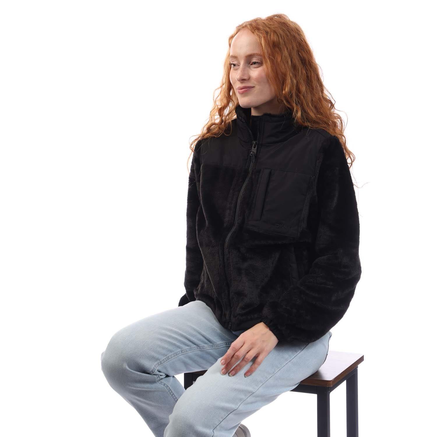 Black Silver - DKNY - Full Zip Teddy Fur Transitional Jacket - 4