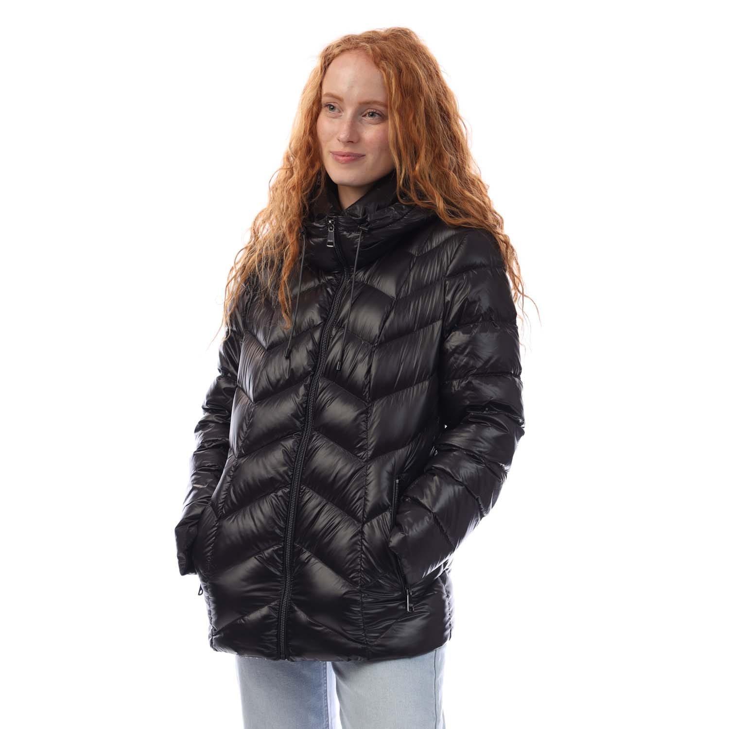 Black - DKNY - Zip Front Down Filled Jacket - 1