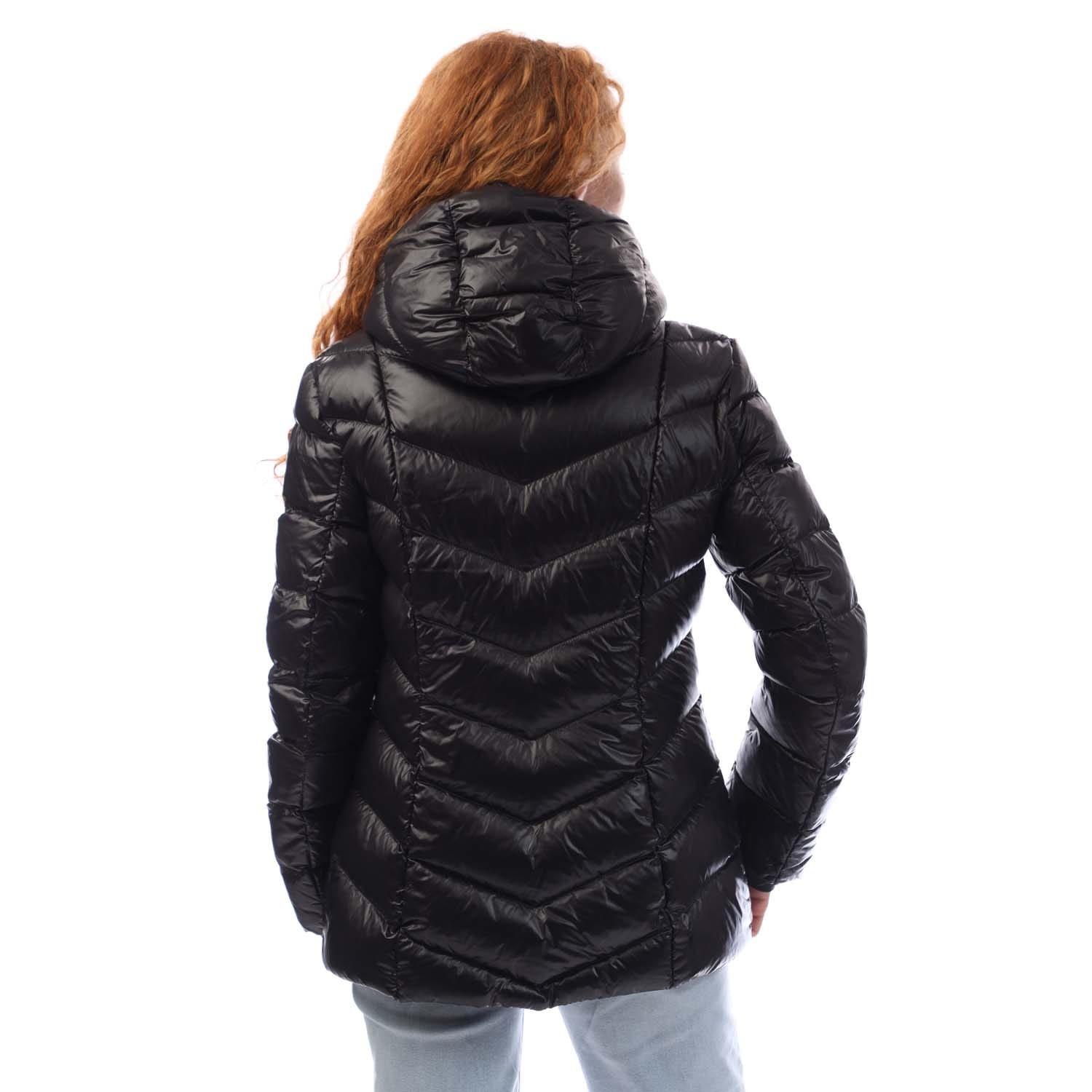 Black - DKNY - Zip Front Down Filled Jacket - 3