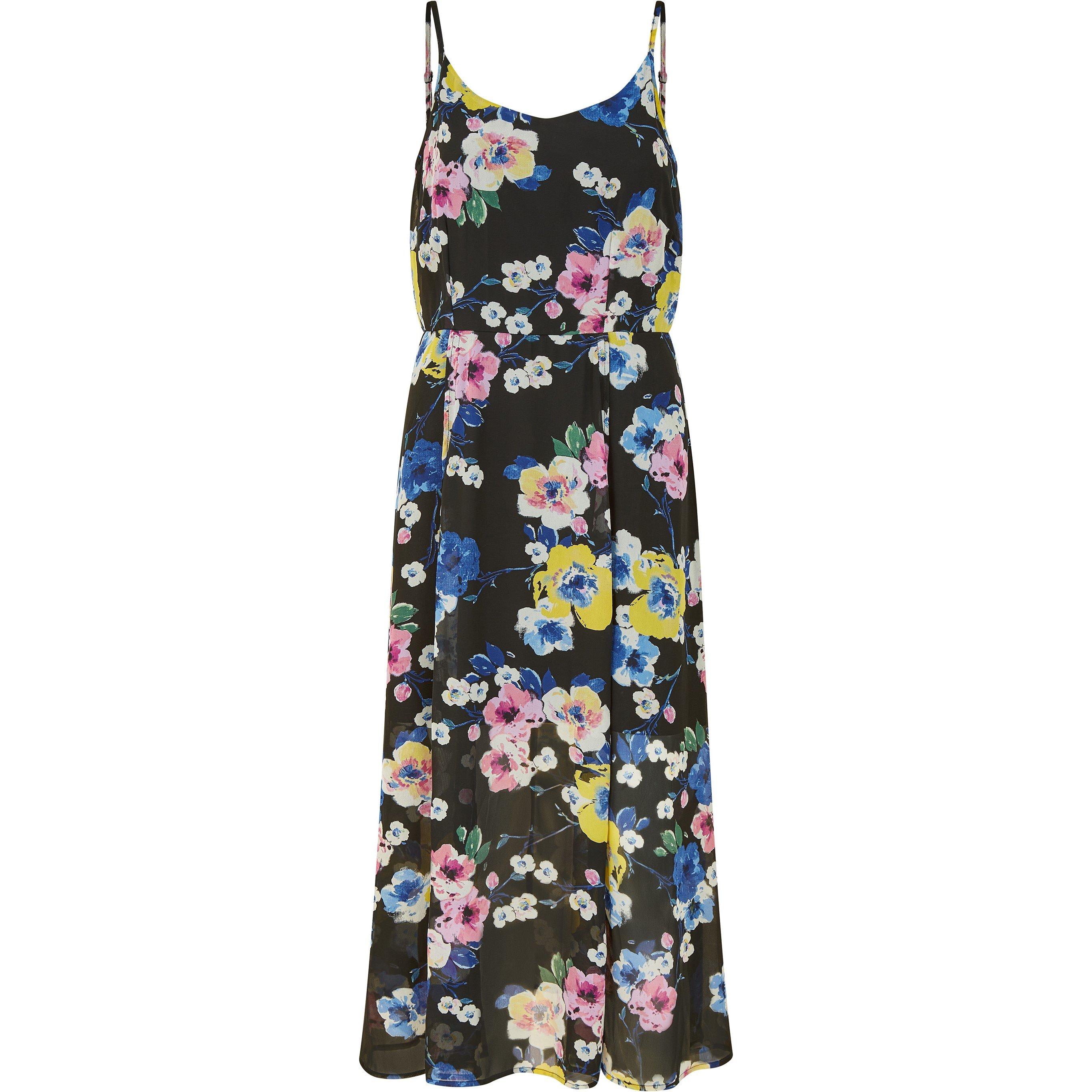 Black - Yumi - Black Floral Strappy Midi Dress - 5