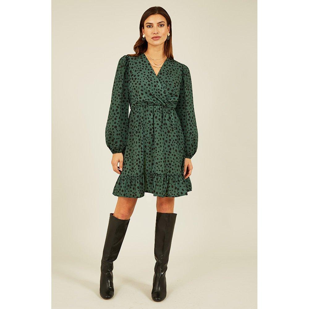 Green - Mela London - Green Dalmatian Print Midi Dress - 3