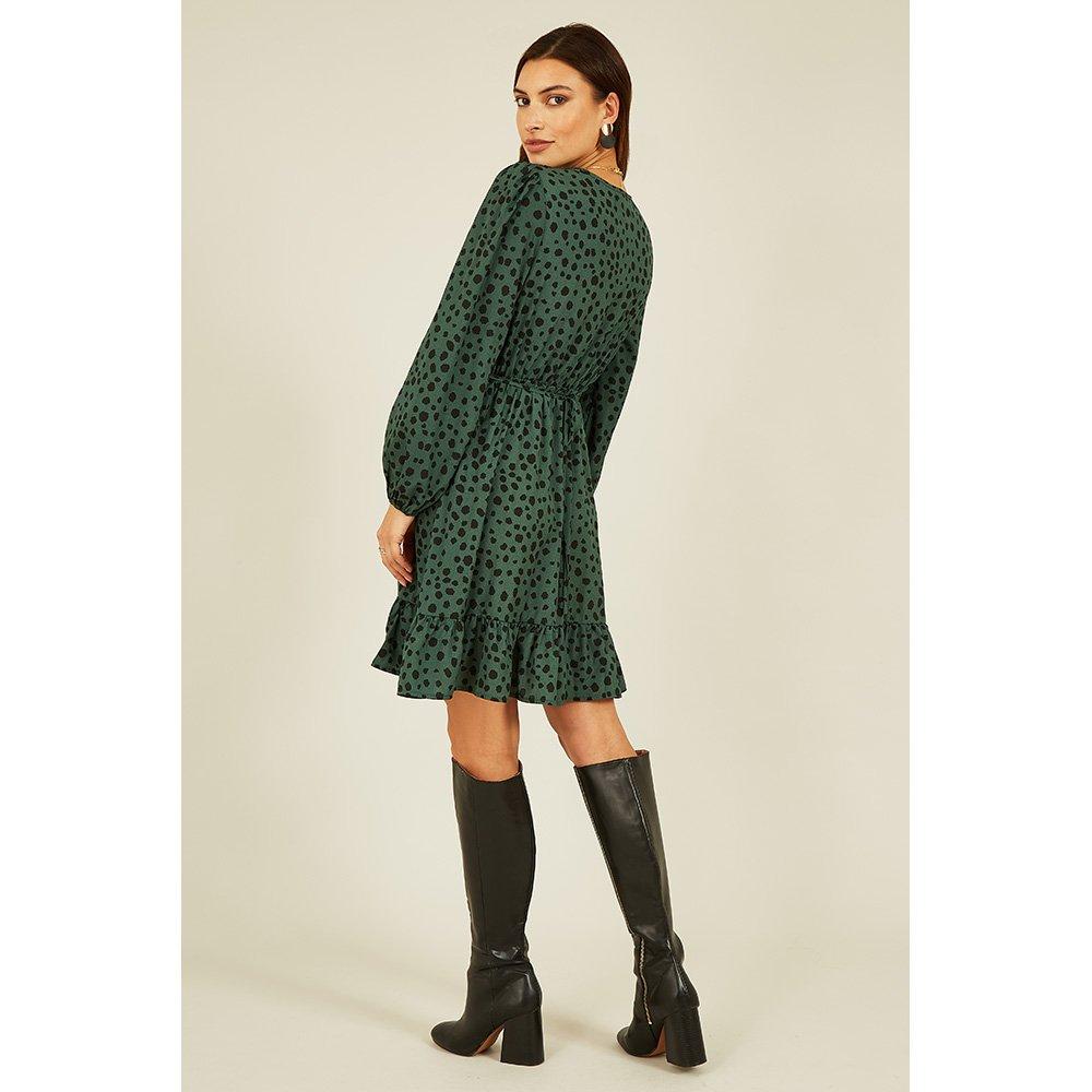 Green - Mela London - Green Dalmatian Print Midi Dress - 4