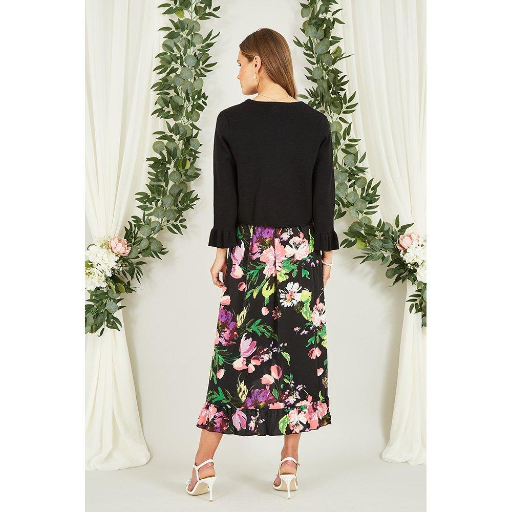 Black - Yumi - Black Cropped Cardigan With Bell Sleeves - 3