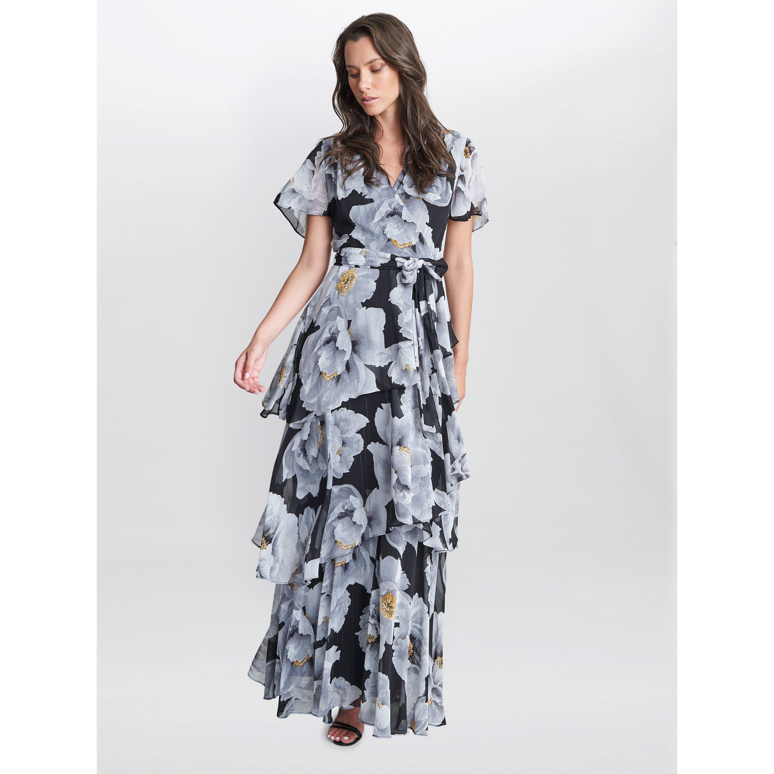 Ivory Black - Gina Bacconi - Caylee Printed Maxi With Tulip Skirt - 1