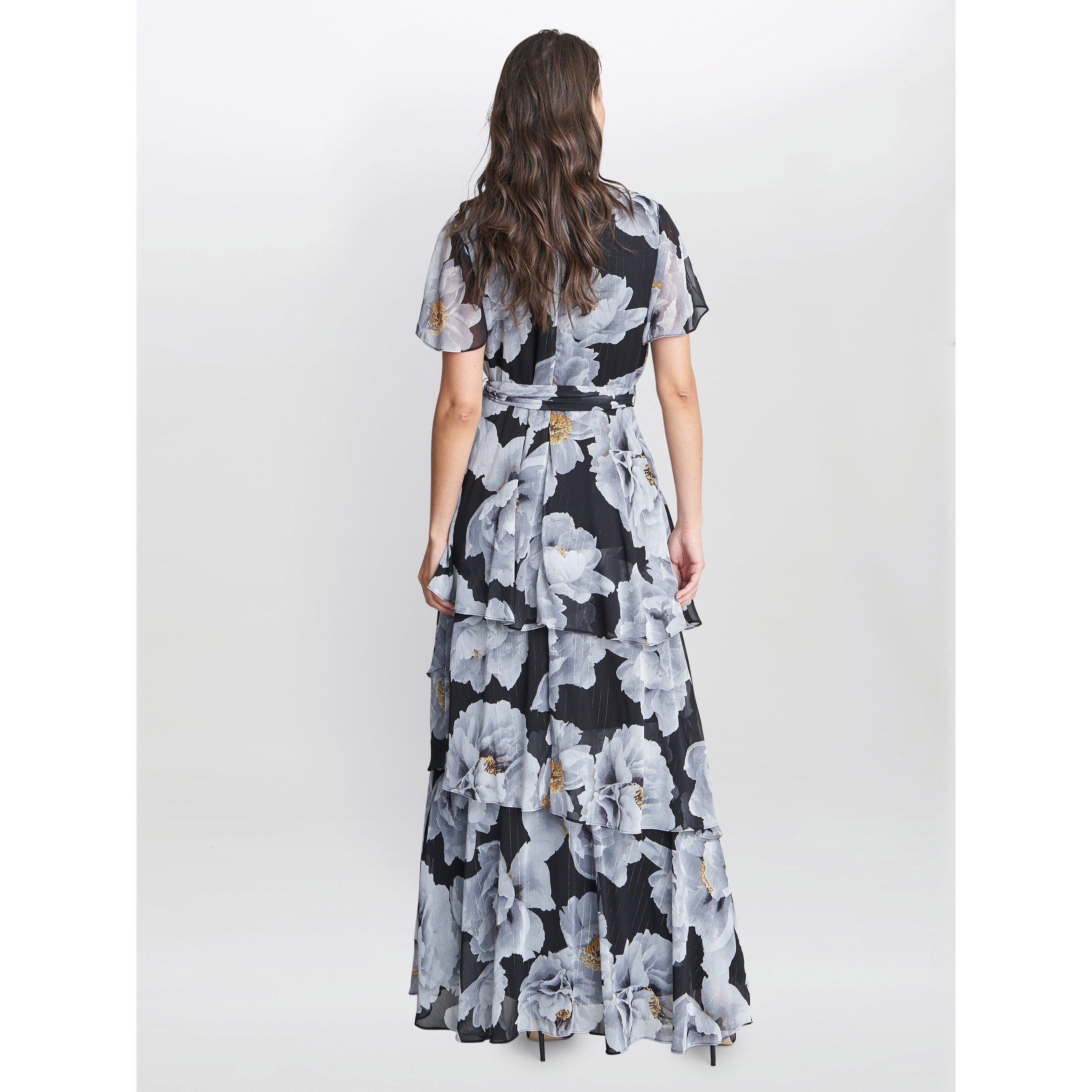 Ivory Black - Gina Bacconi - Caylee Printed Maxi With Tulip Skirt - 2