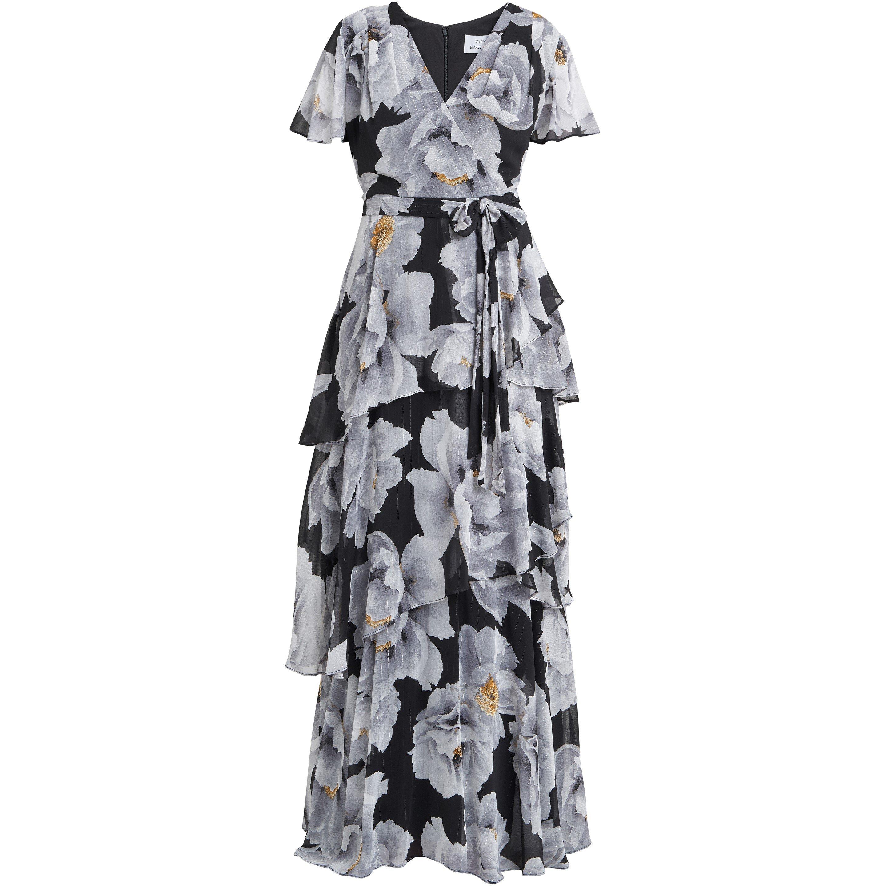 Ivory Black - Gina Bacconi - Caylee Printed Maxi With Tulip Skirt - 4