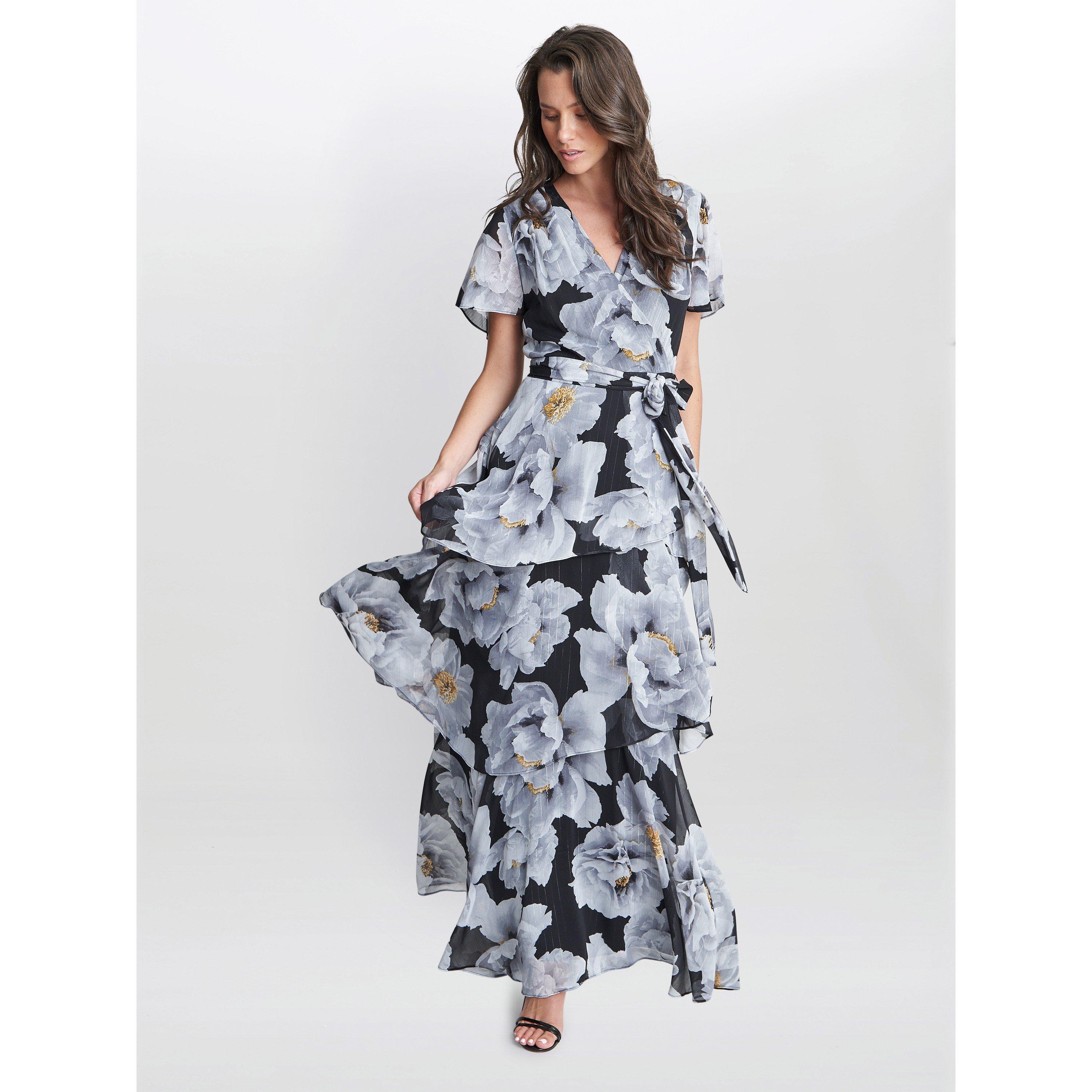 Ivory Black - Gina Bacconi - Caylee Printed Maxi With Tulip Skirt - 6