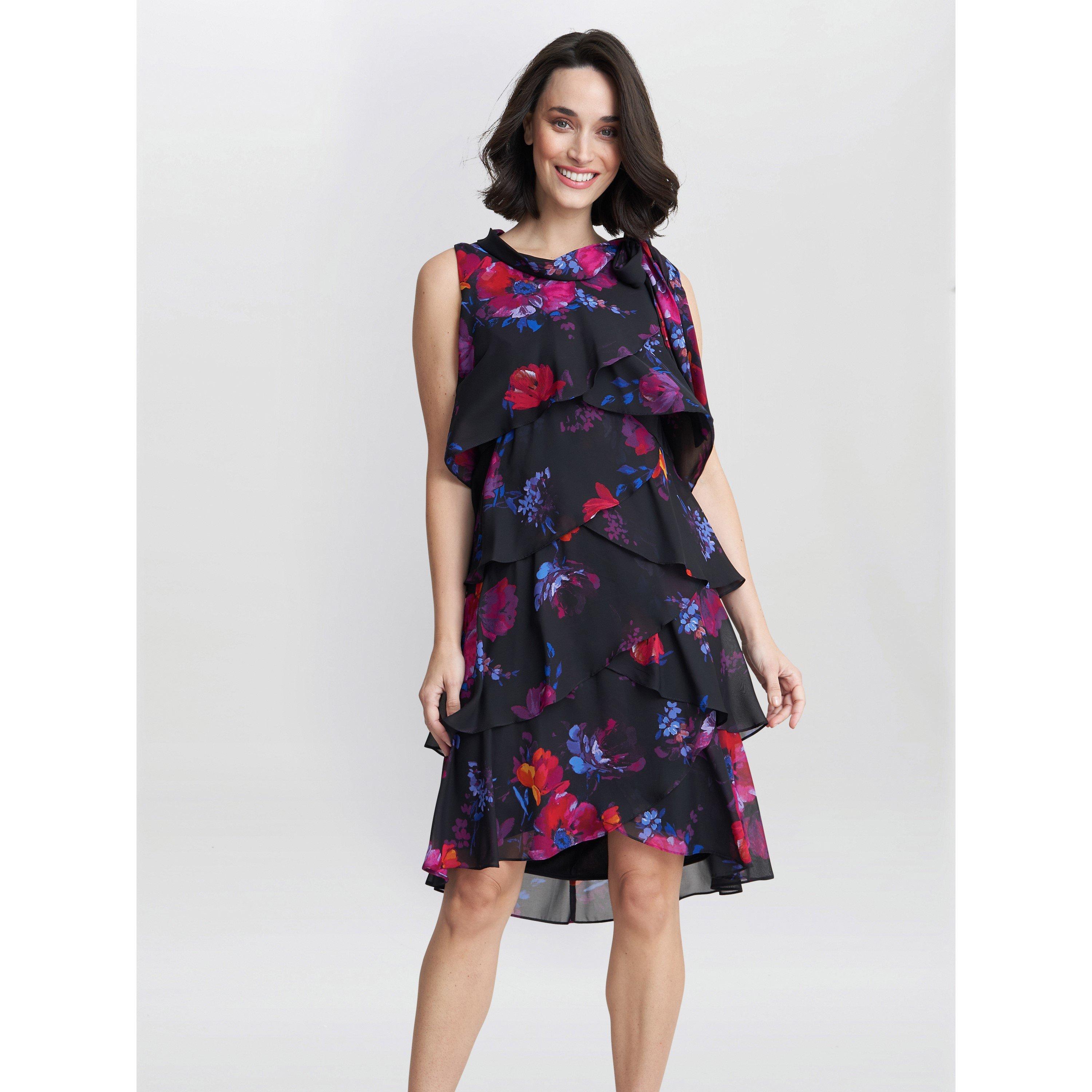 Black / Multi - Gina Bacconi - Neesha Sleeveless Printed Tiered Dress - 1