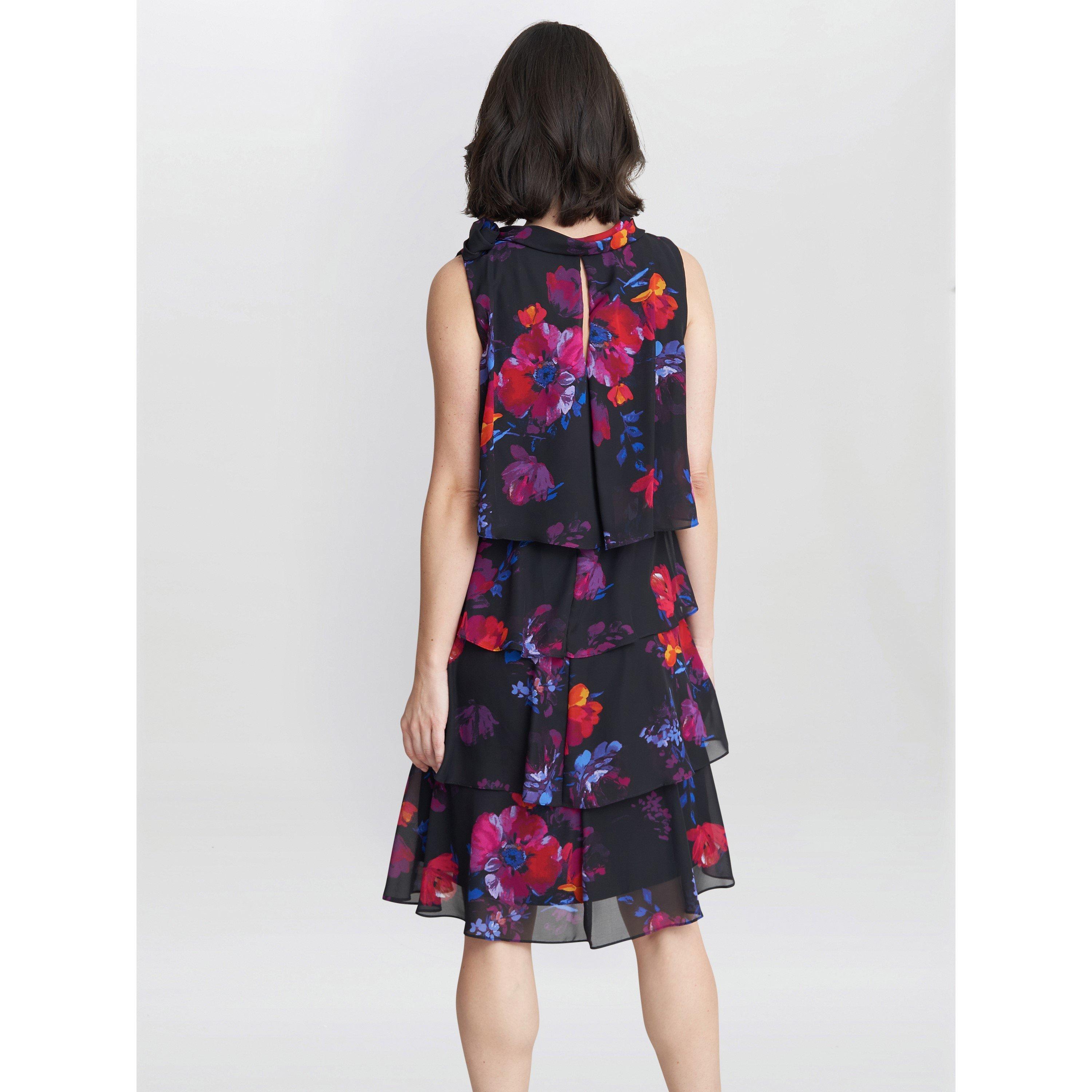 Black / Multi - Gina Bacconi - Neesha Sleeveless Printed Tiered Dress - 2