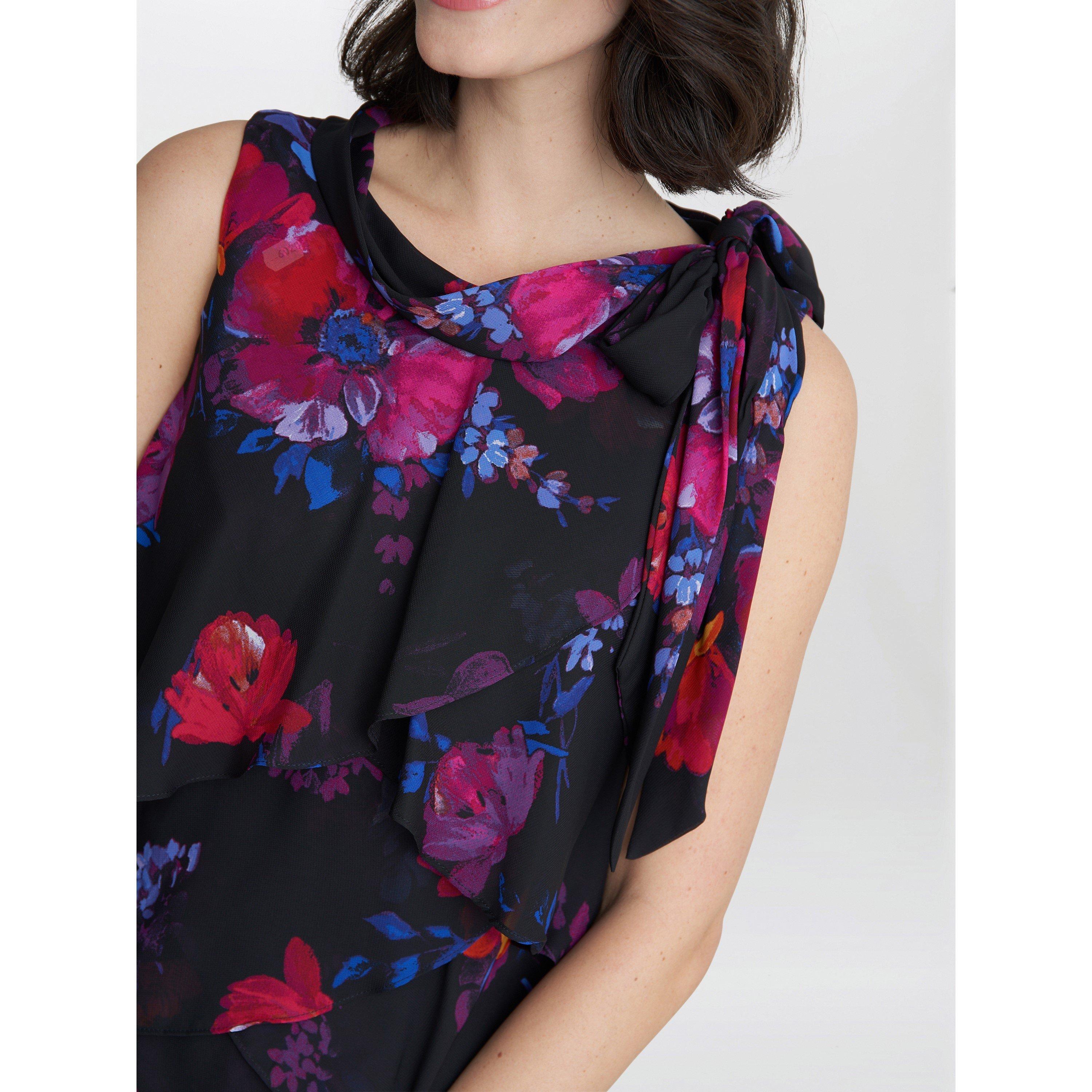 Black / Multi - Gina Bacconi - Neesha Sleeveless Printed Tiered Dress - 5