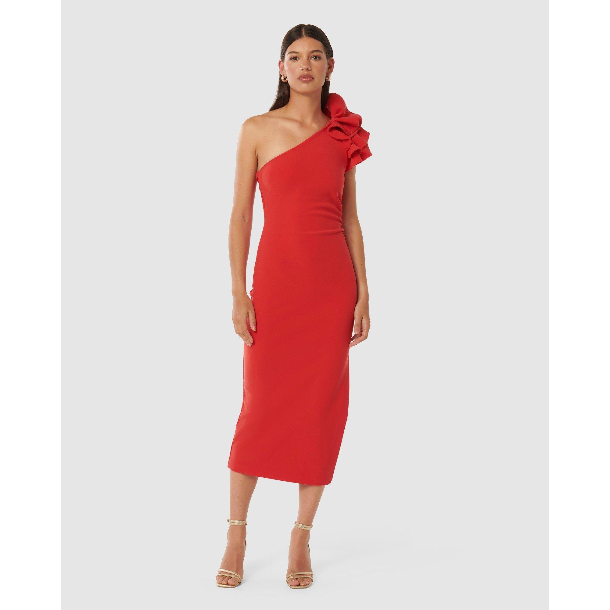 Cherry Tomato - Forever New - Celeste One Shoulder Ruffle BodyconDress - 2