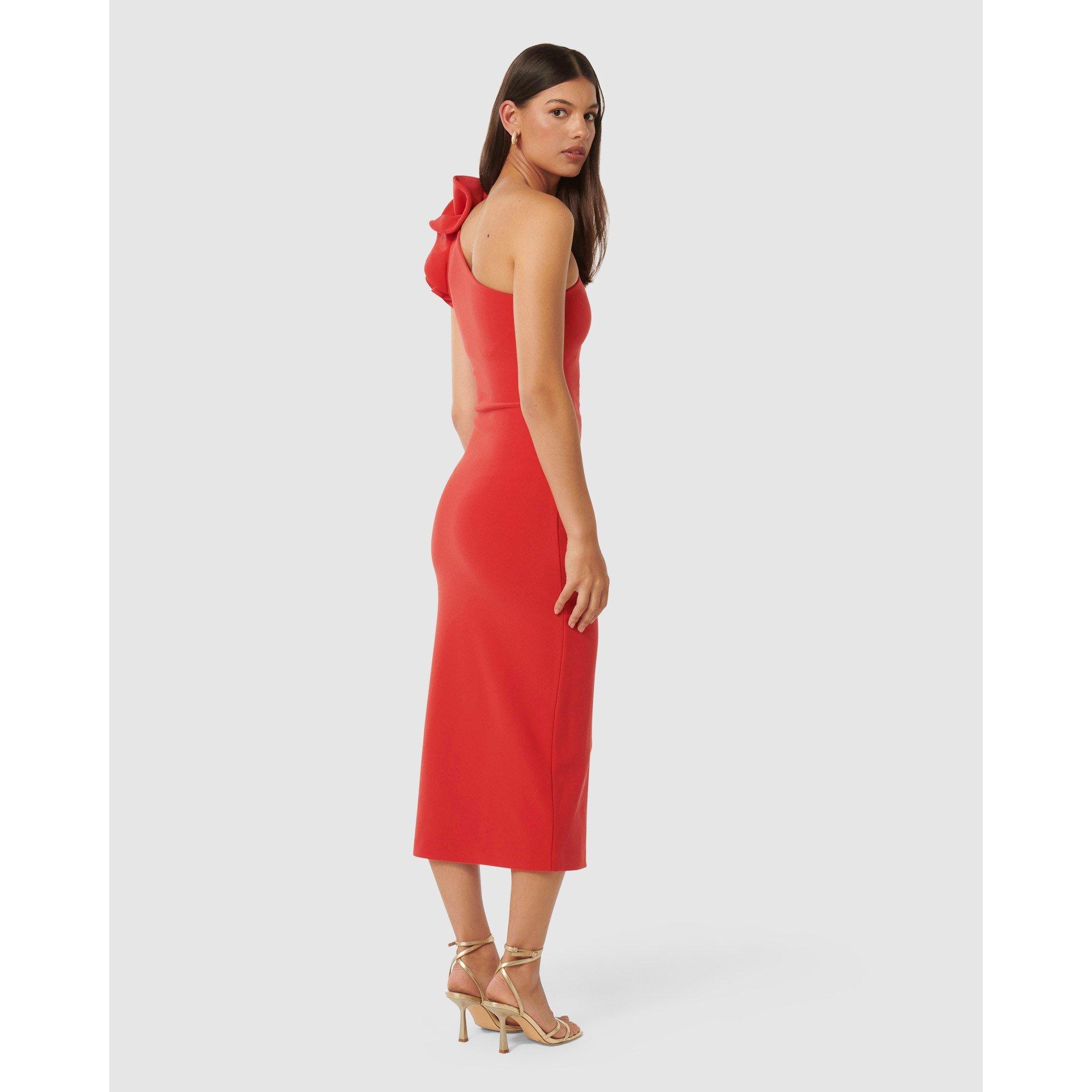 Cherry Tomato - Forever New - Celeste One Shoulder Ruffle BodyconDress - 5