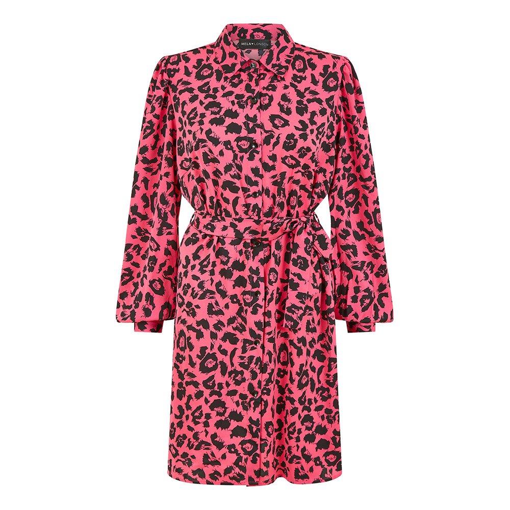 Pink - Mela London - Pink Animal Print Long Sleeve Dress - 5