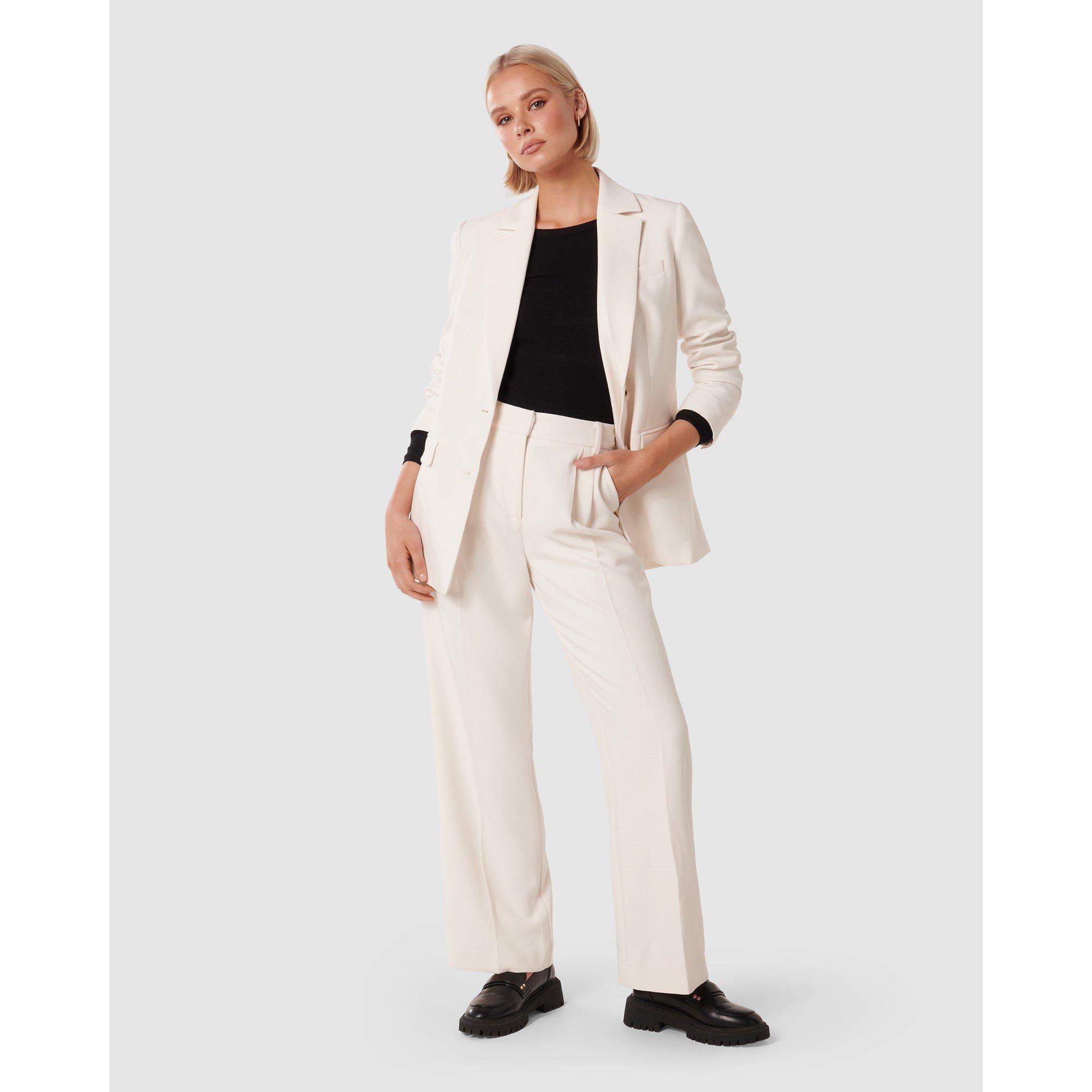 Oyster White - Forever New - Tessa Straight Leg Pants - 2