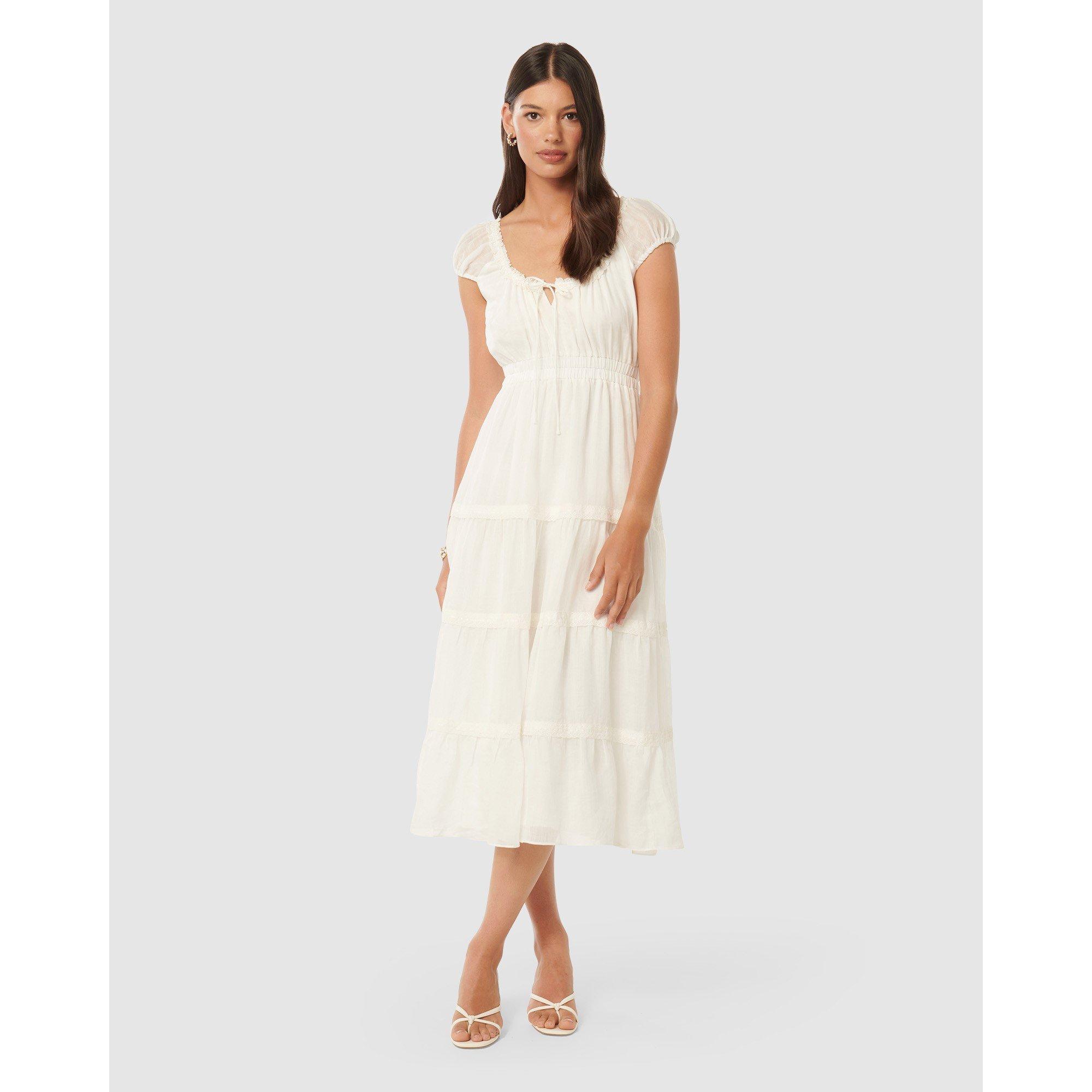 Porcelain - Forever New - Tuscany Trim Detail Midi Dress - 2