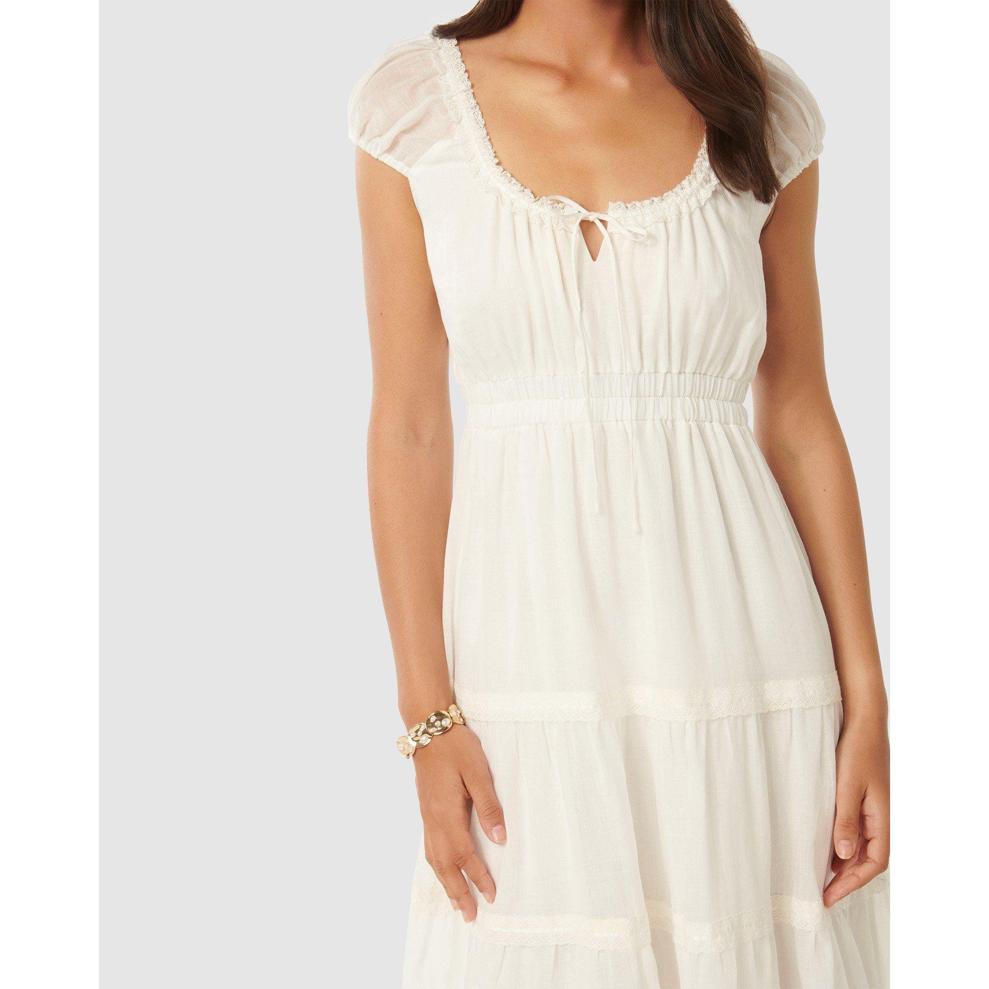 Porcelain - Forever New - Tuscany Trim Detail Midi Dress - 3